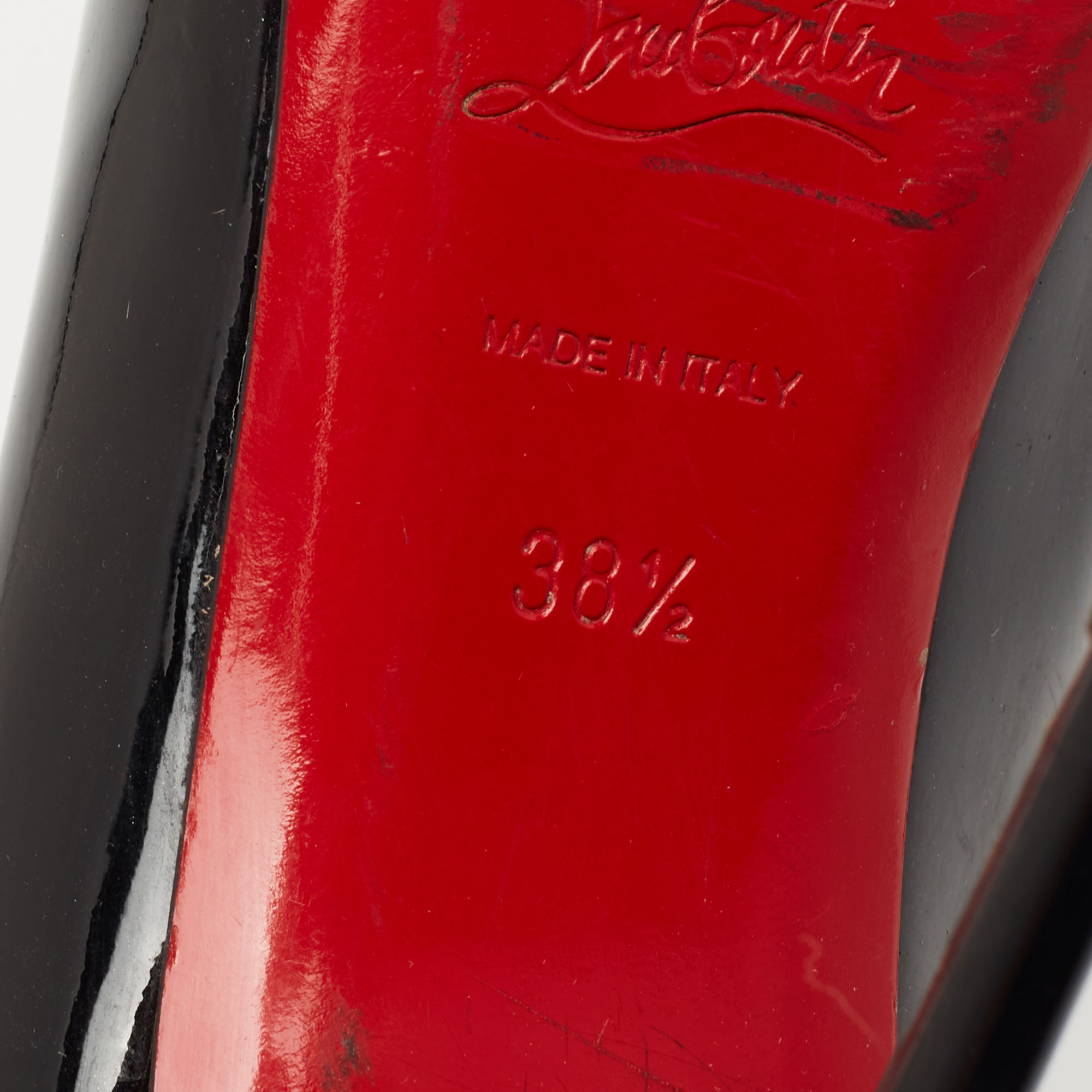 Christian Louboutin Black Patent Leather Simple Pumps Size 38.5