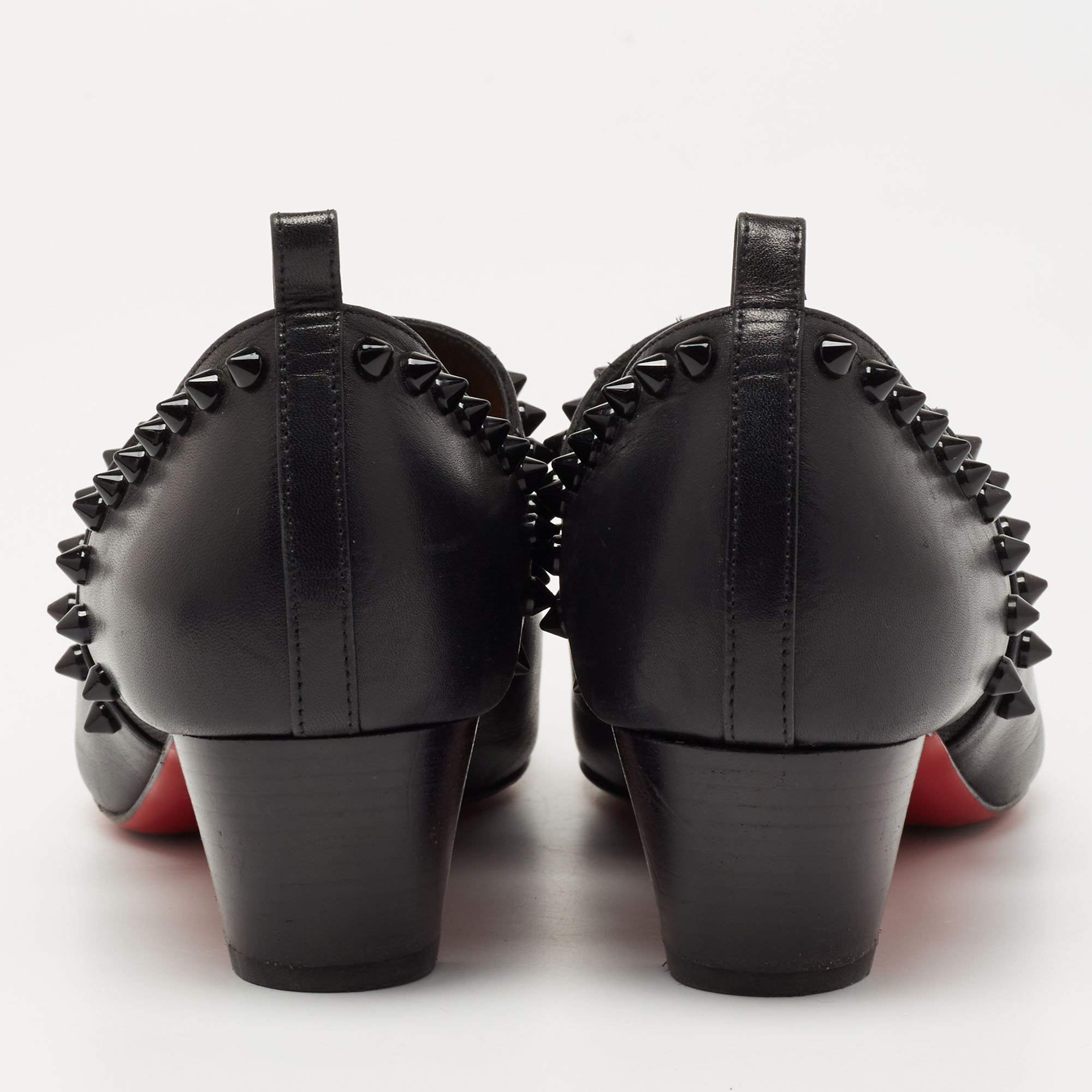Christian Louboutin Black Leather Vicky Spike Booties Size 38
