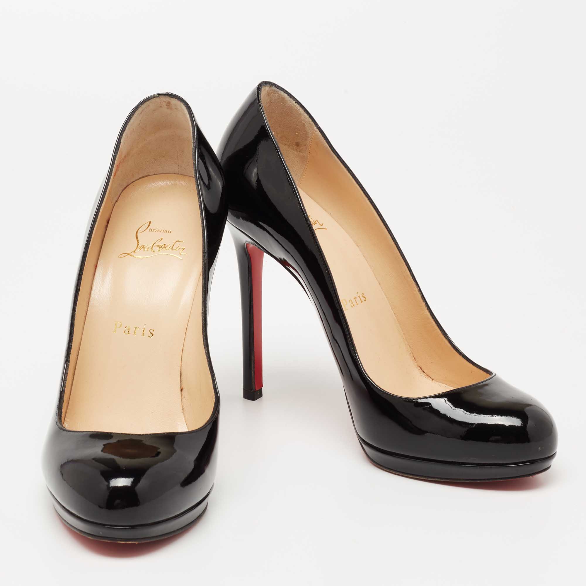 Christian Louboutin Black Patent Leather New Simple Pumps Size 38