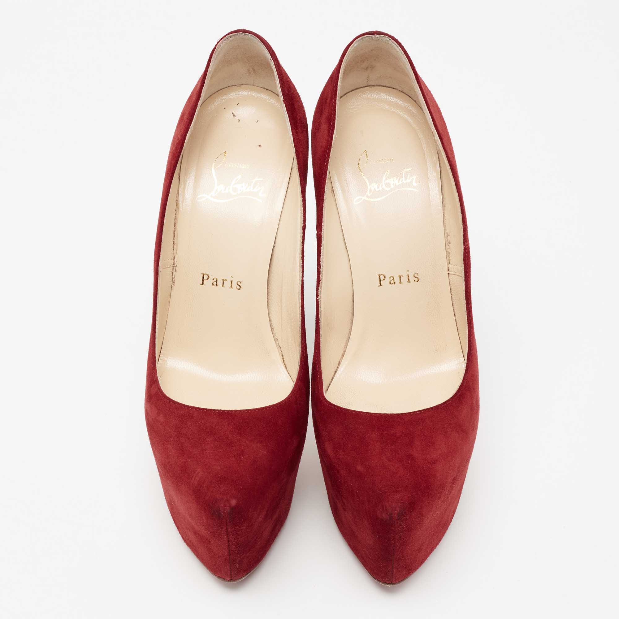Christian Louboutin Deep Red Suede Daffodile Pumps Size 36.5