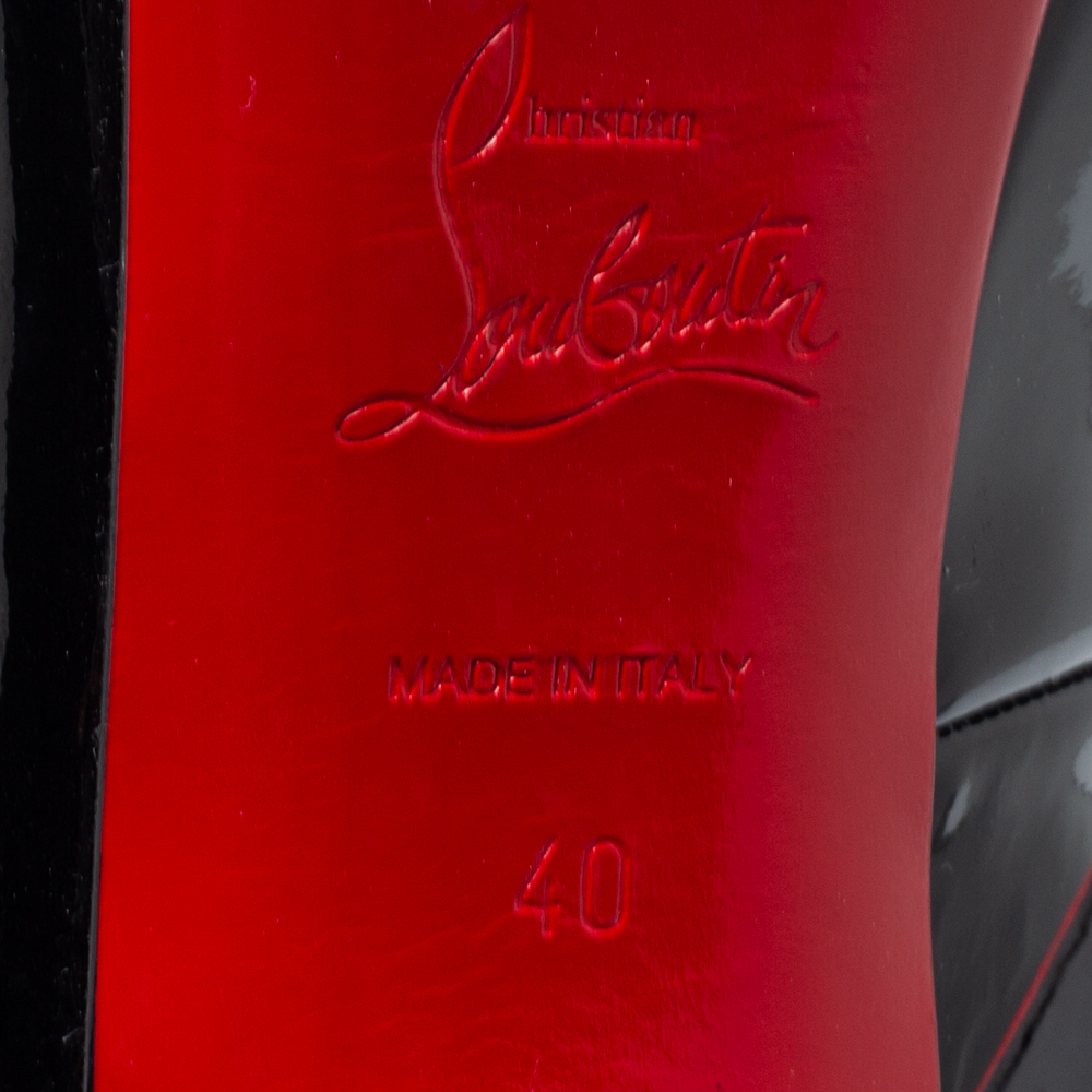 Christian Louboutin Black Patent Leather No Prive Slingback Sandals Size 40