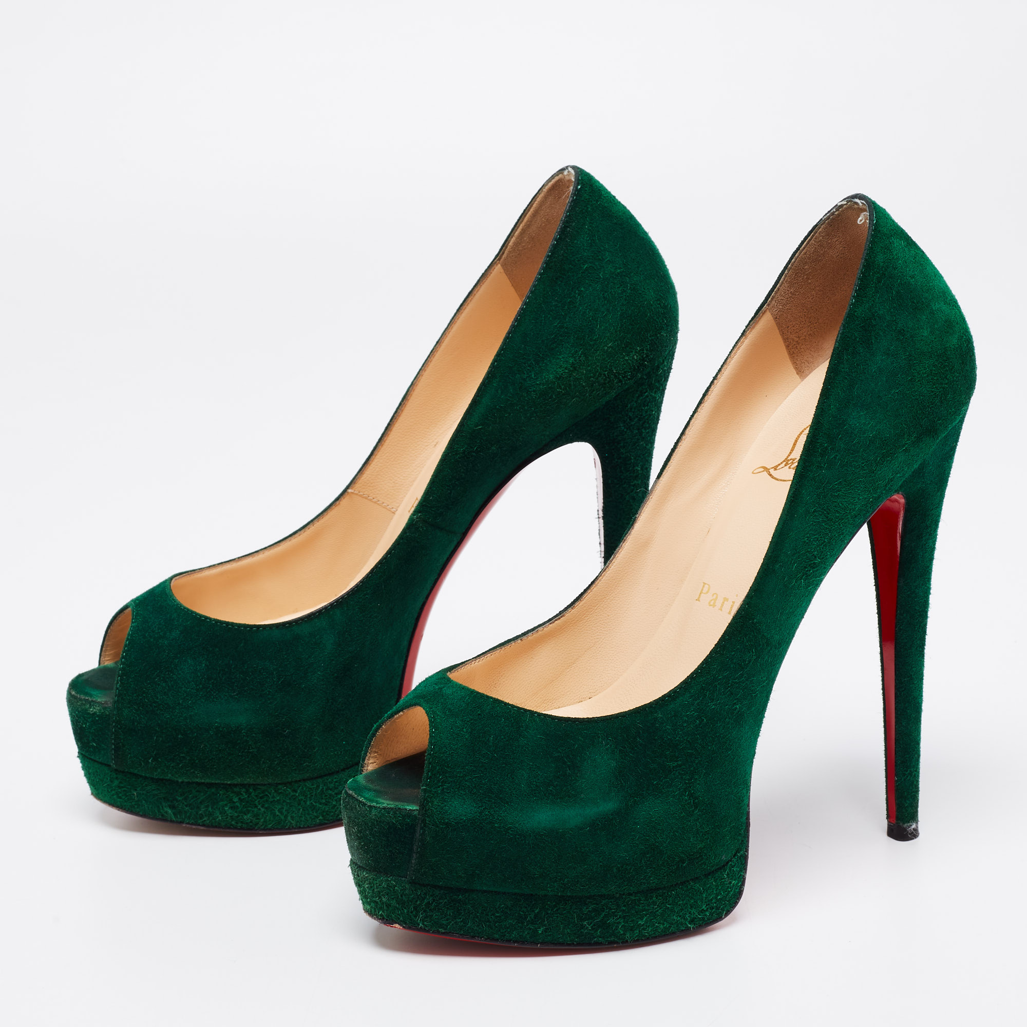 Christian Louboutin Green Suede Palais Royal Pumps Size 36