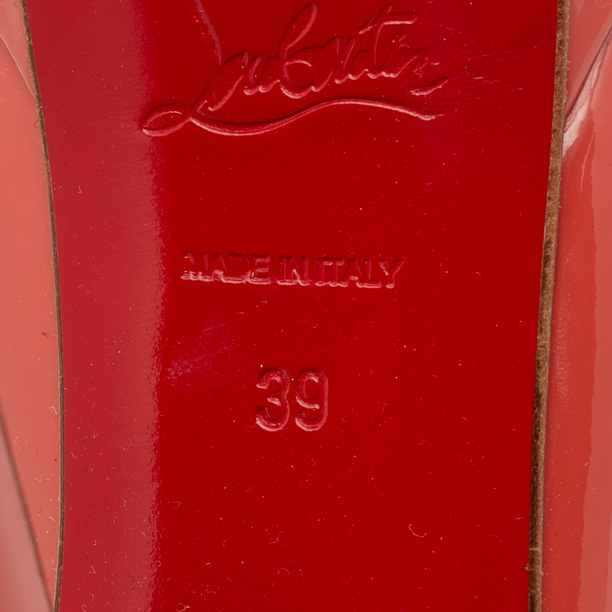 Christian Louboutin Coral Orange Patent Leather Bianca Pumps Size 39