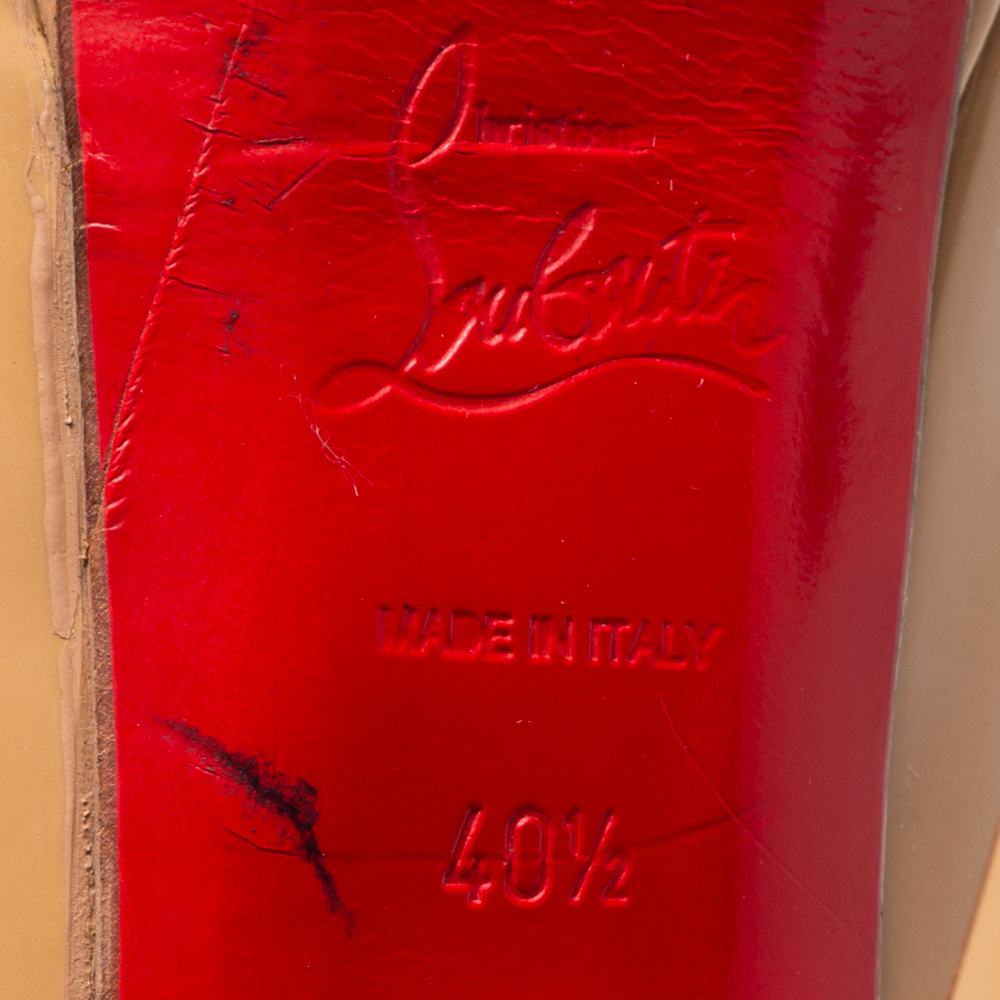 Christian Louboutin Beige Patent Leather Lady Peep Pumps Size 40.5