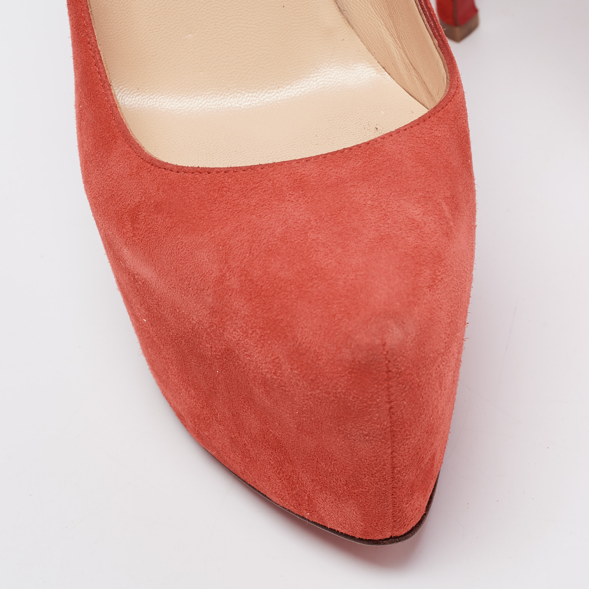 Christian Louboutin Coral Red Suede Daffodile Platform Pumps Size 36