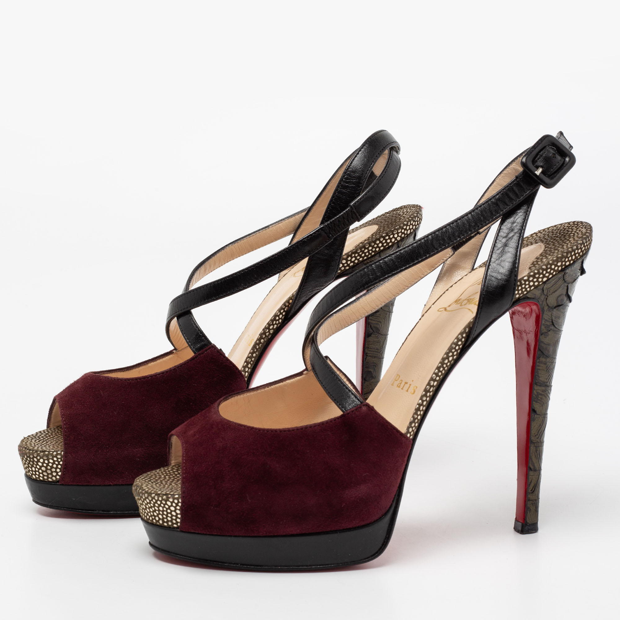 Christian Louboutin Multicolor Suede and Leather Cross Strap Platform Sandals Size
Christian Louboutin Multicolor Suede and Leather Cross Strap Platform Sandals Size