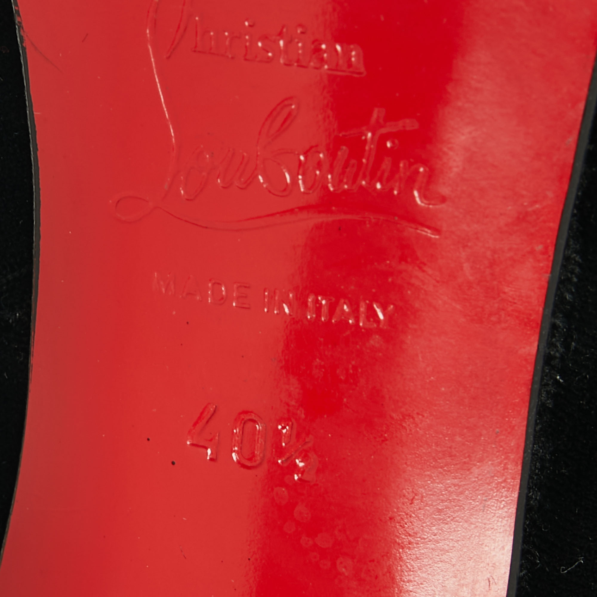 Christian Louboutin Black Velvet Very Prive Crystal Peep-Toe Pumps Size 40.5
