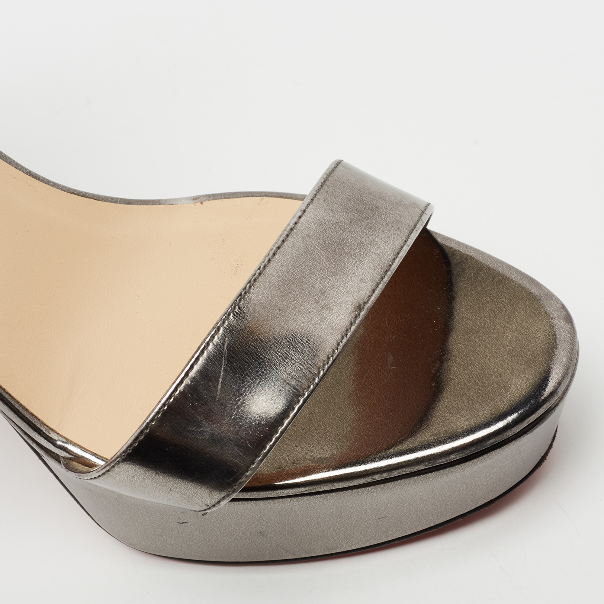 Christian Louboutin Multicolor Metallic Leather Arkendisc Alta Platform Sandals Size 39