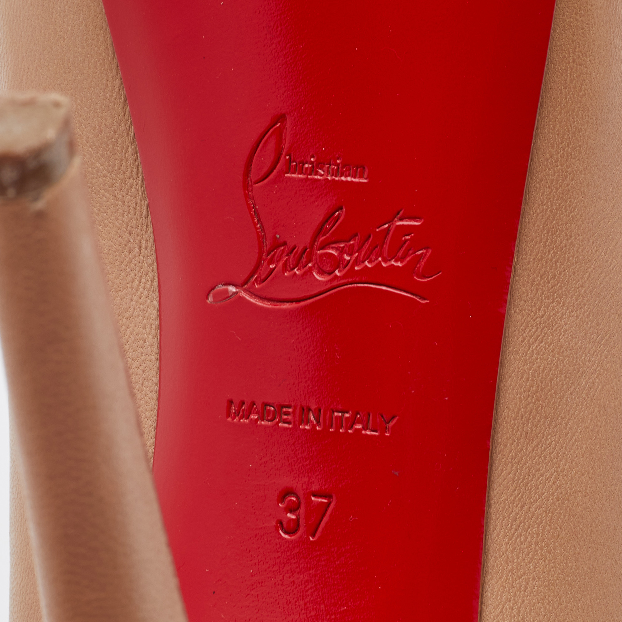 Christian Louboutin Beige Leather Miss Clichy Platform Pumps Size 37