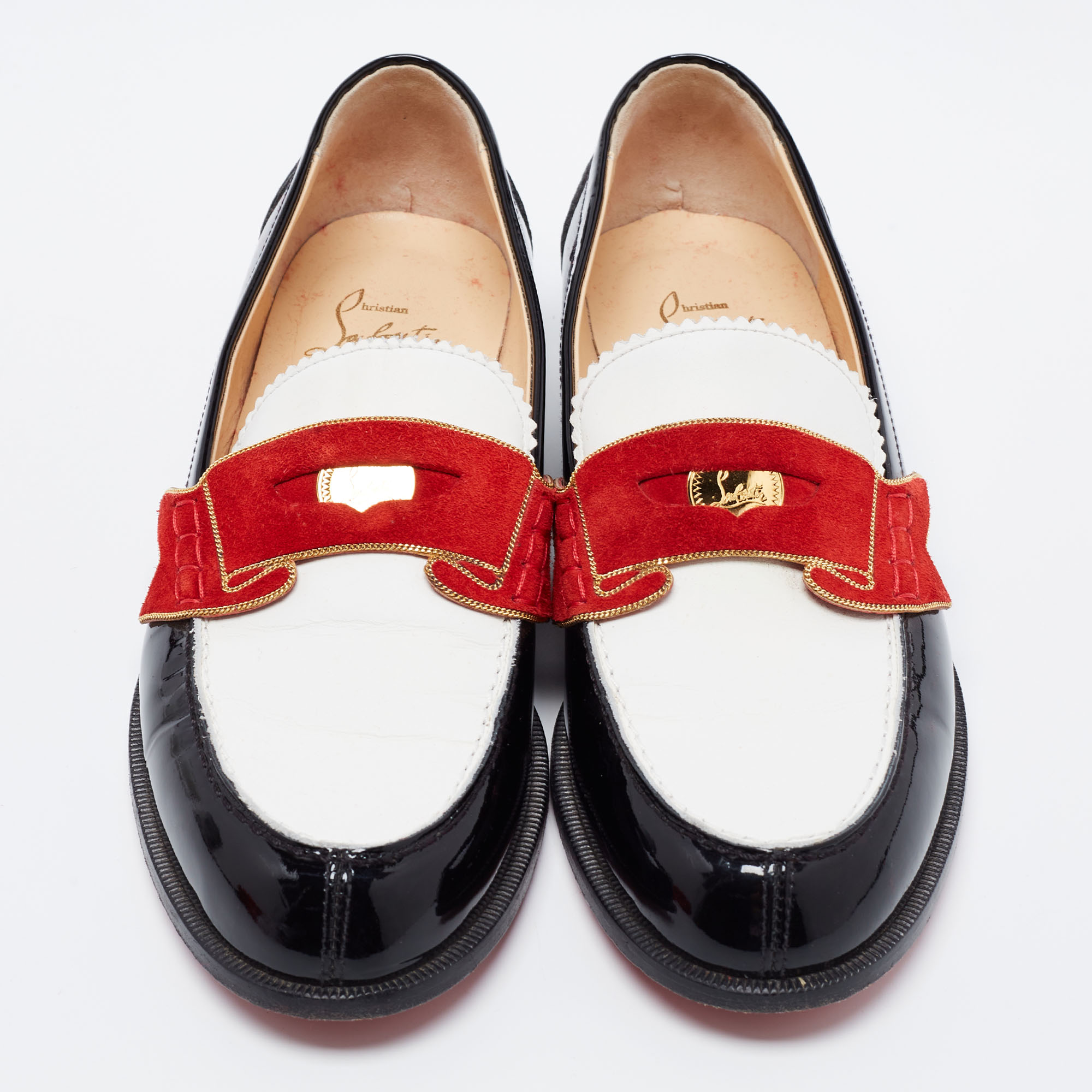 Christian Louboutin Multicolor Patent Leather Monono Flat Loafers Size 36.5