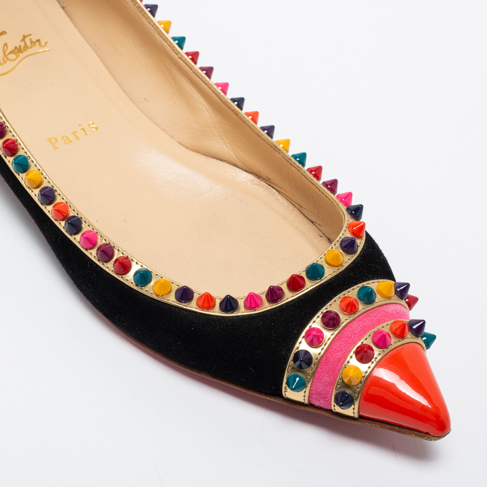 Christian Louboutin Tricolor Suede And Leather Malabar Hill Ballet Flats Size 39.5