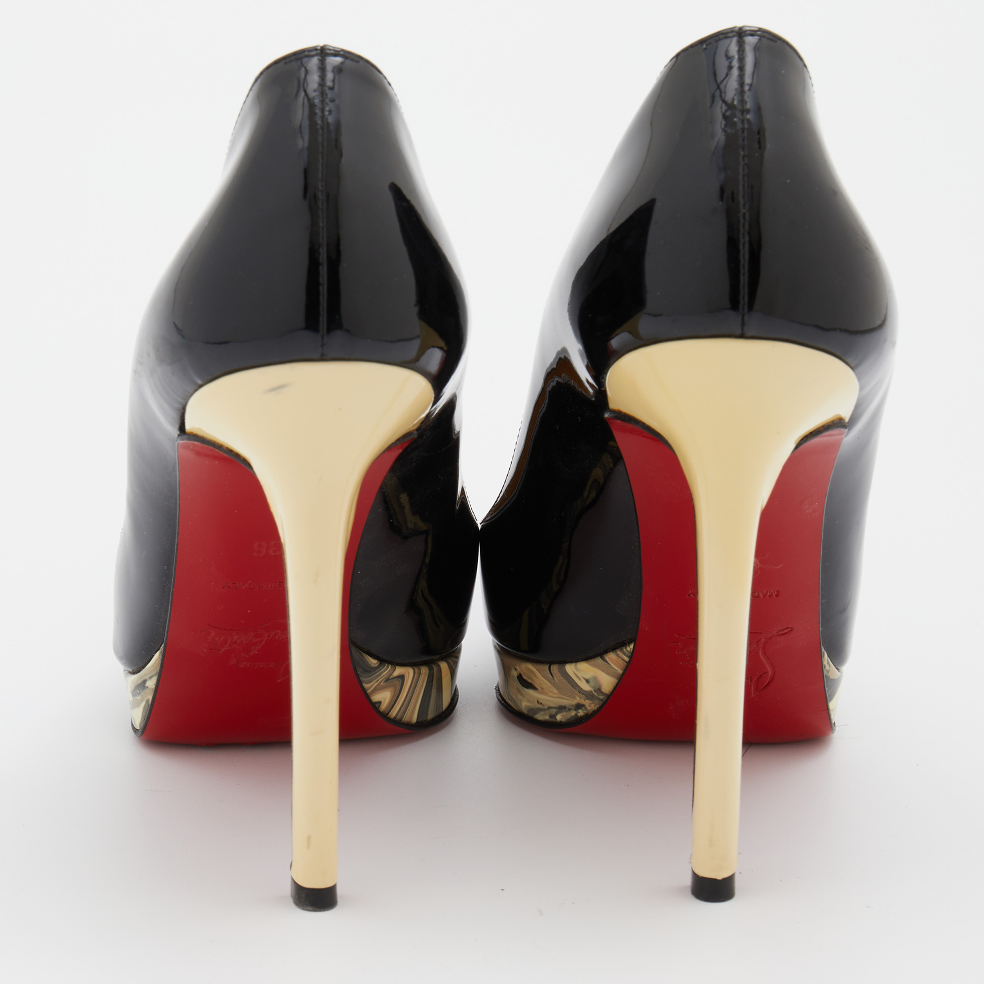 Christian Louboutin Black Patent Leather Pointed Toe Pumps Size 36