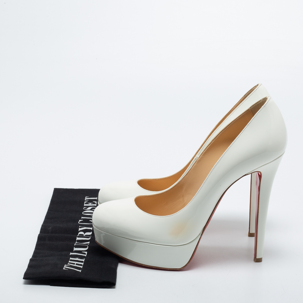 Christian Louboutin White Patent Leather Bianca Pumps Size 39.5