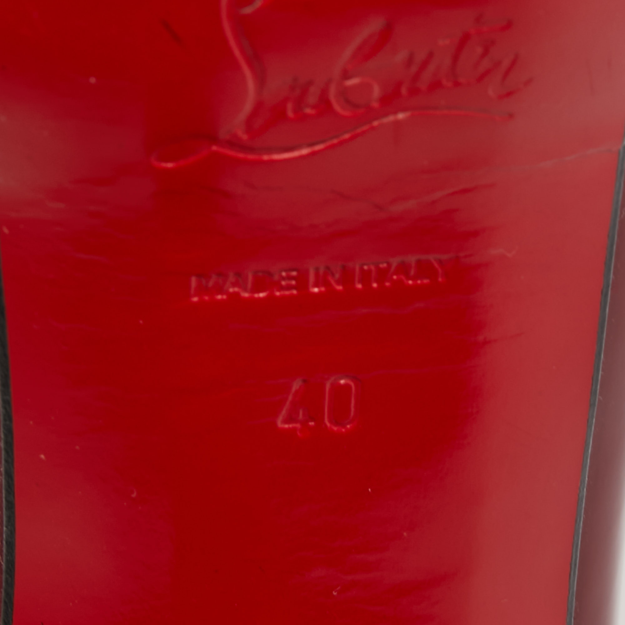 Christian Louboutin Burgundy Patent Leather Lady Peep Slingback Pumps Size 40