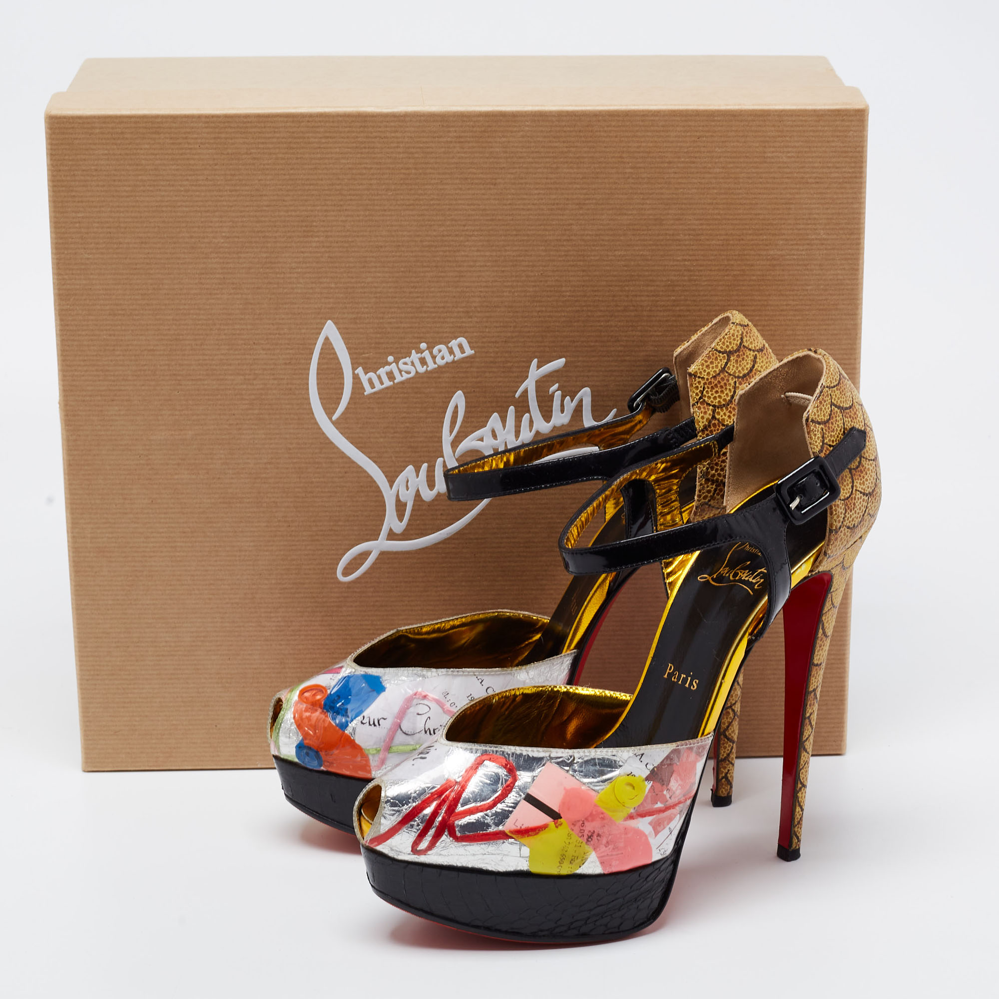 Christian Louboutin Multicolor PVC And Watersnake No. 299 Trash Pumps Size 40