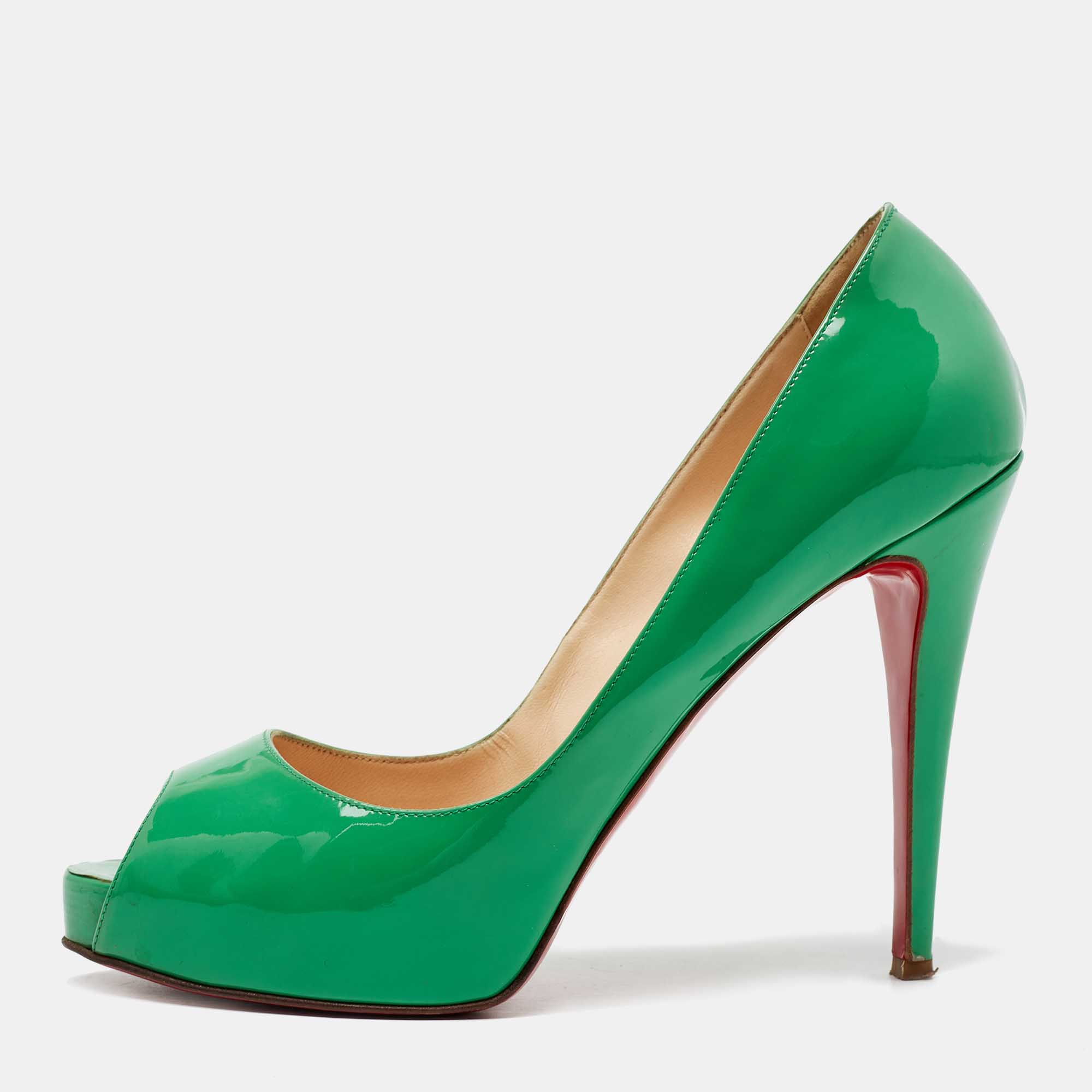 Christian louboutin green patent leather very prive pumps size 41