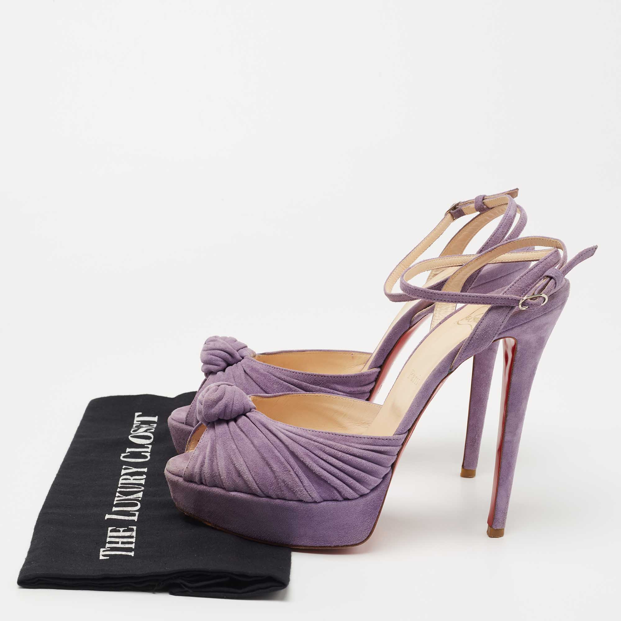Christian Louboutin Purple Suede Greissimo Ankle Strap Sandals Size 40.5