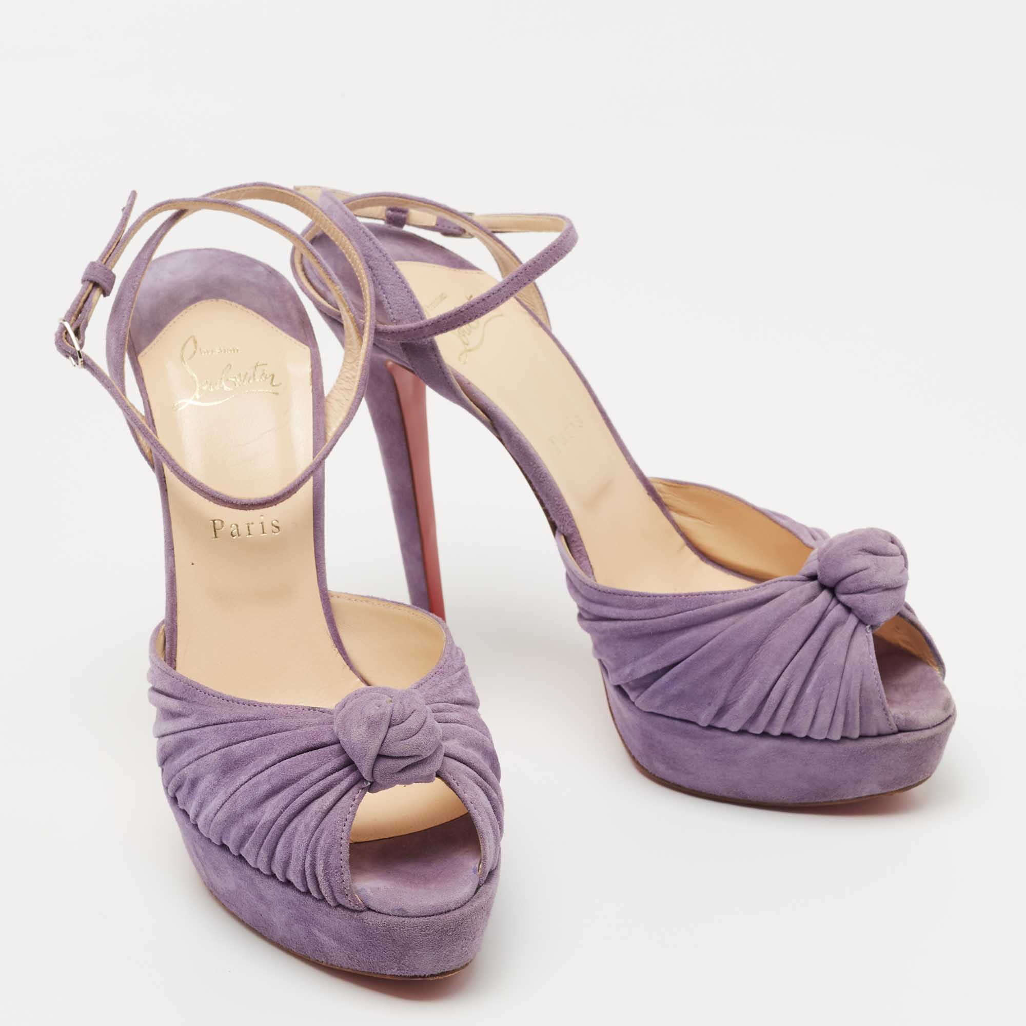 Christian Louboutin Purple Suede Greissimo Ankle Strap Sandals Size 40.5