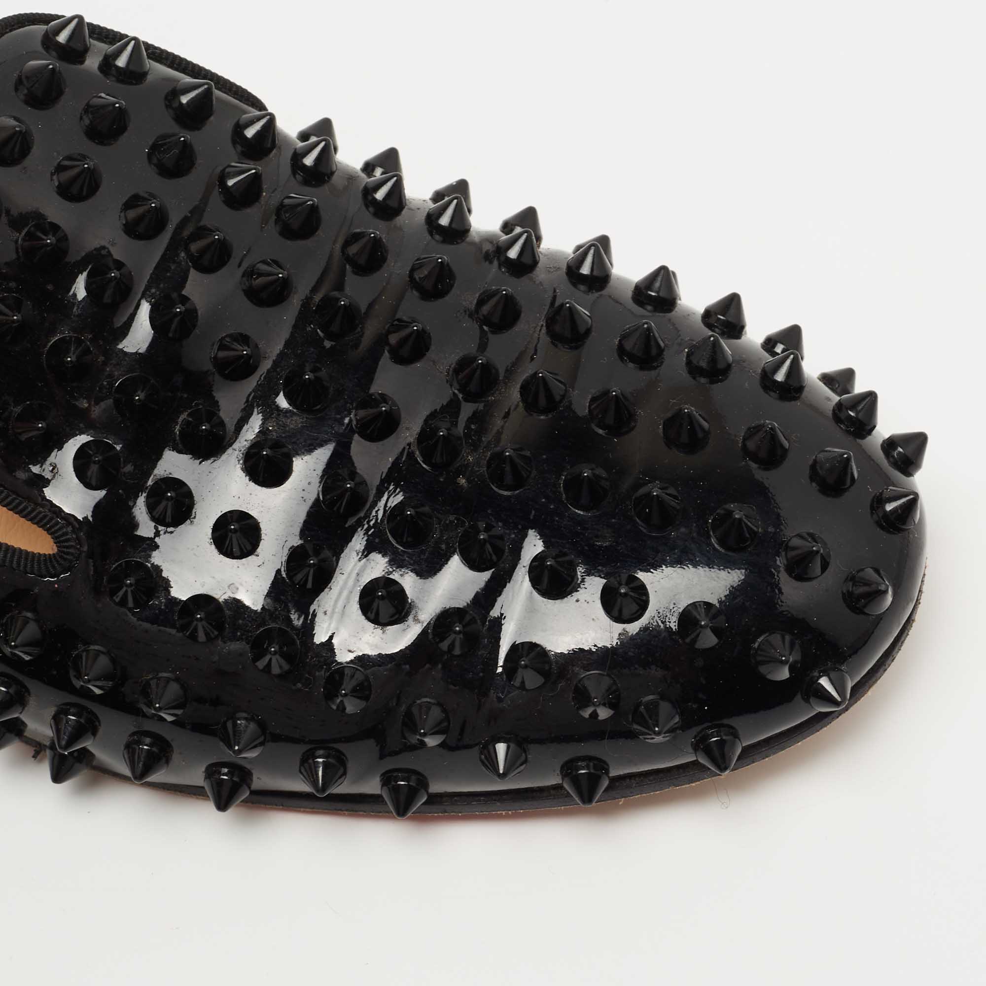 Christian Louboutin Black Patent Dandelion Spikes Loafers Size 39.5