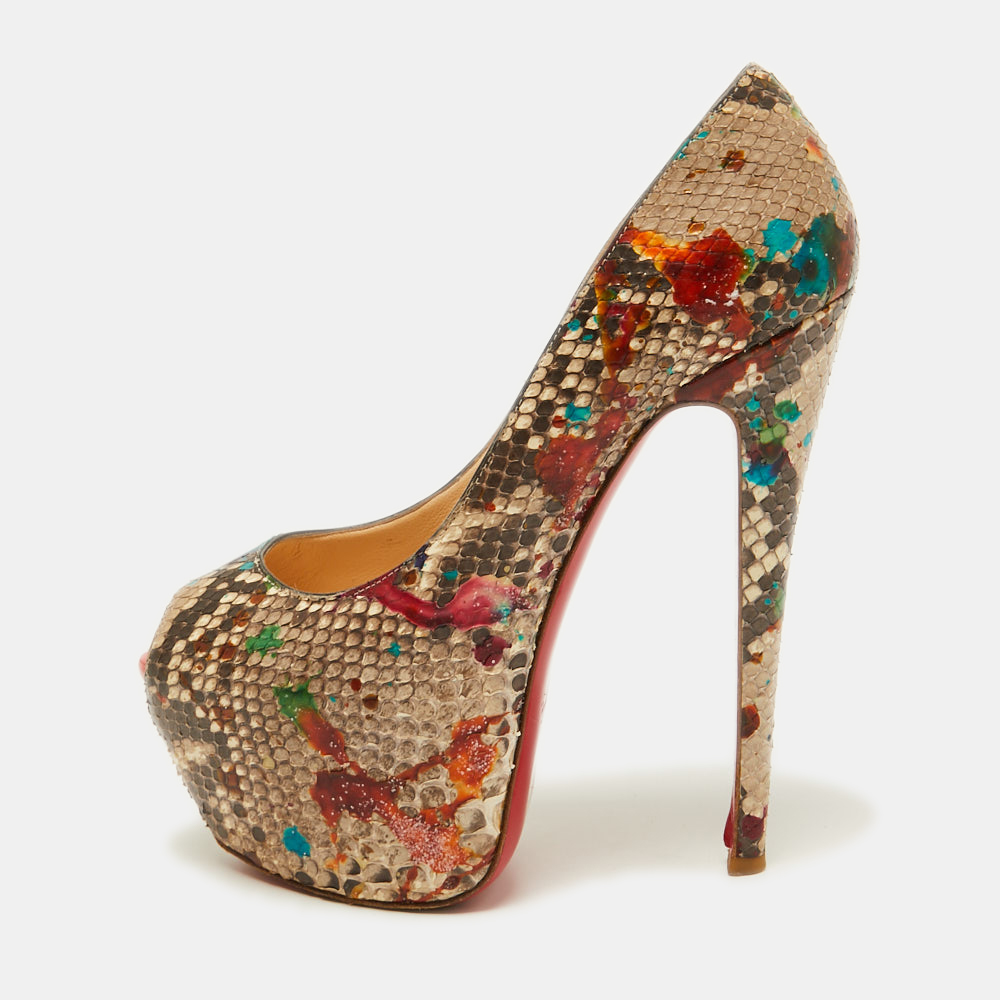 Christian louboutin multicolor python carnival highness pumps size 37