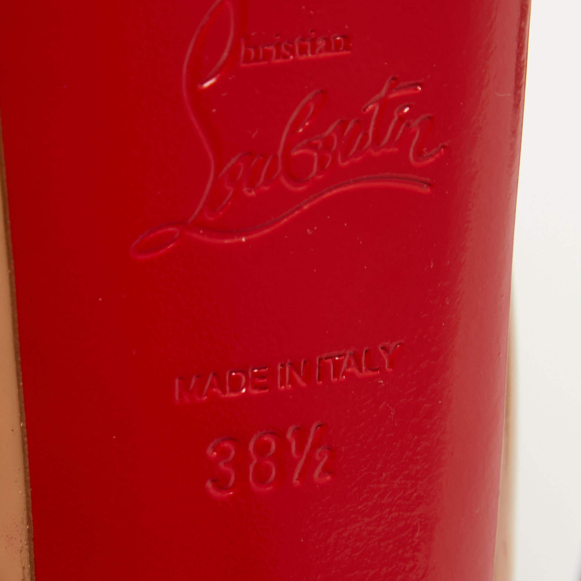 Christian Louboutin Beige Patent Leather Jamie Platform Pumps Size 38.5