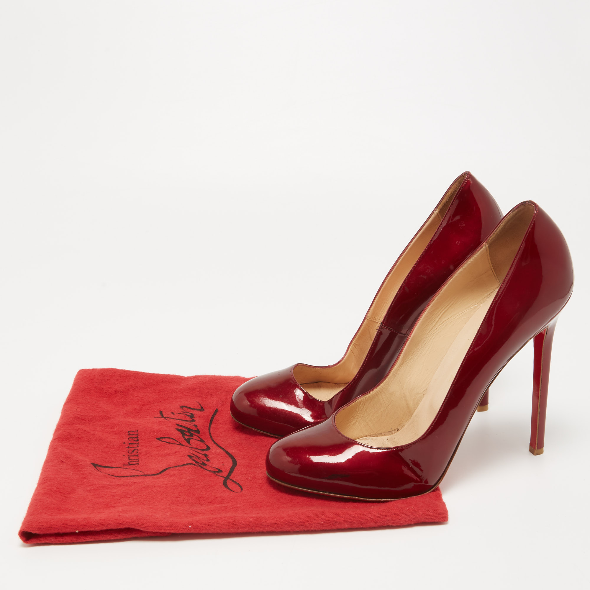 Christian Louboutin Metallic Red Patent Simple Pumps Size 40