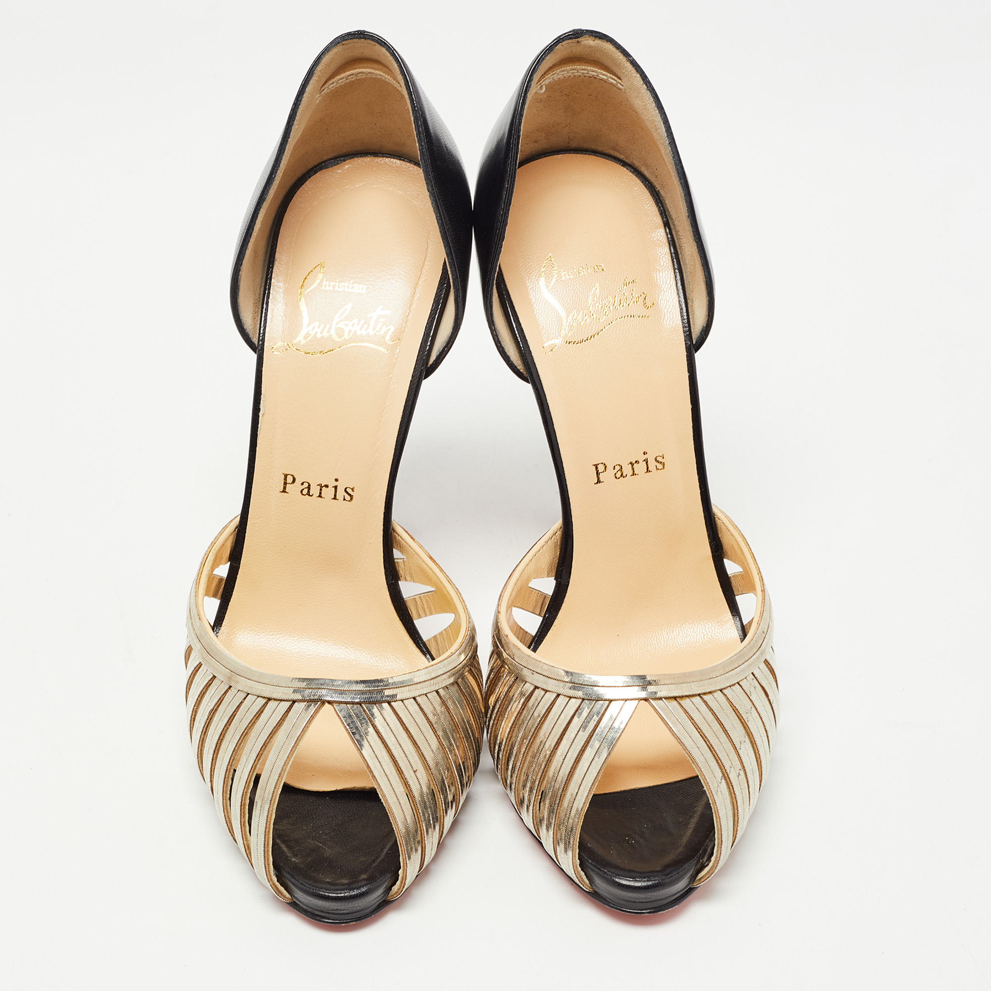 Christian Louboutin Black/Gold Leather And Metal Corpus Pumps Size 37