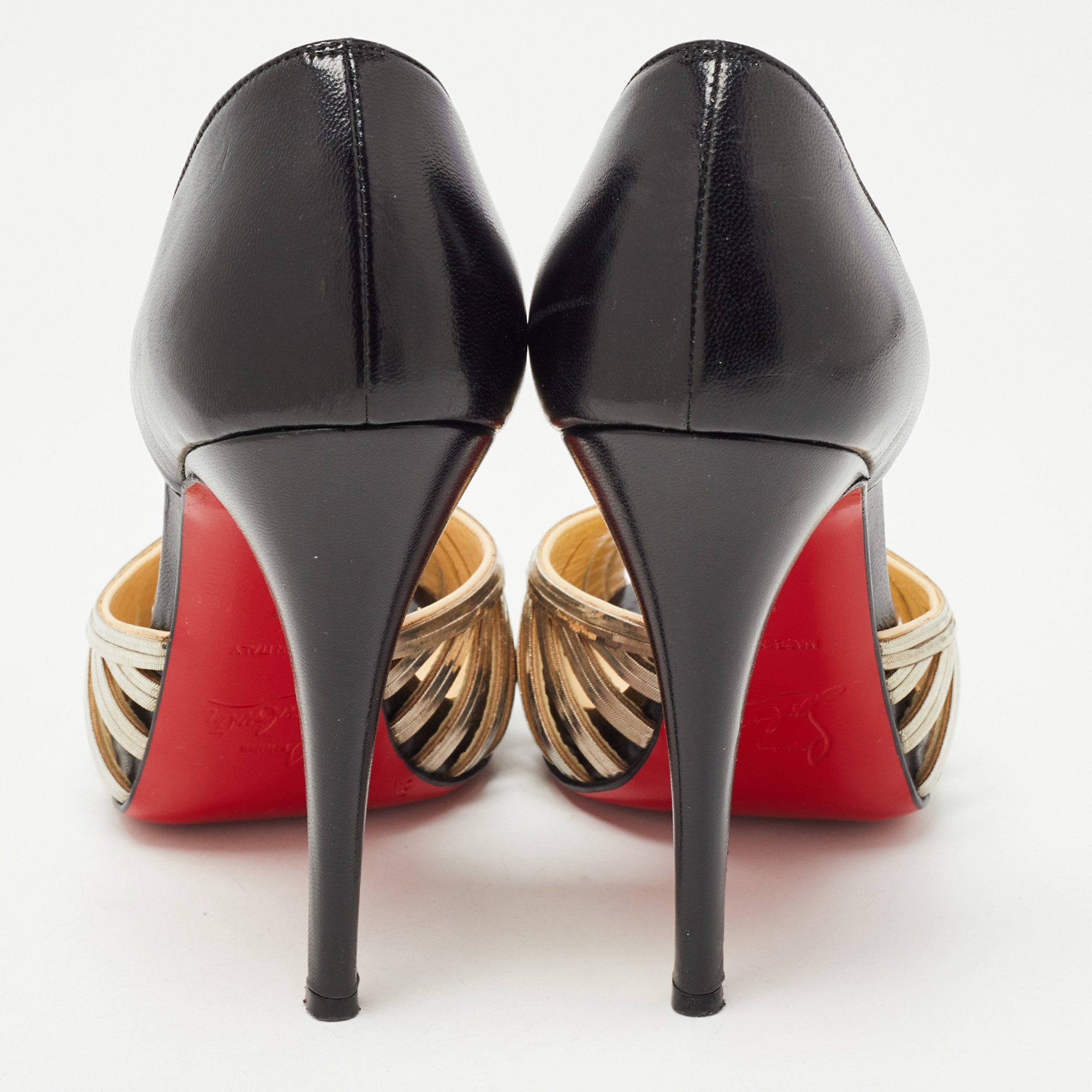 Christian Louboutin Black/Gold Leather And Metal Corpus Pumps Size 37