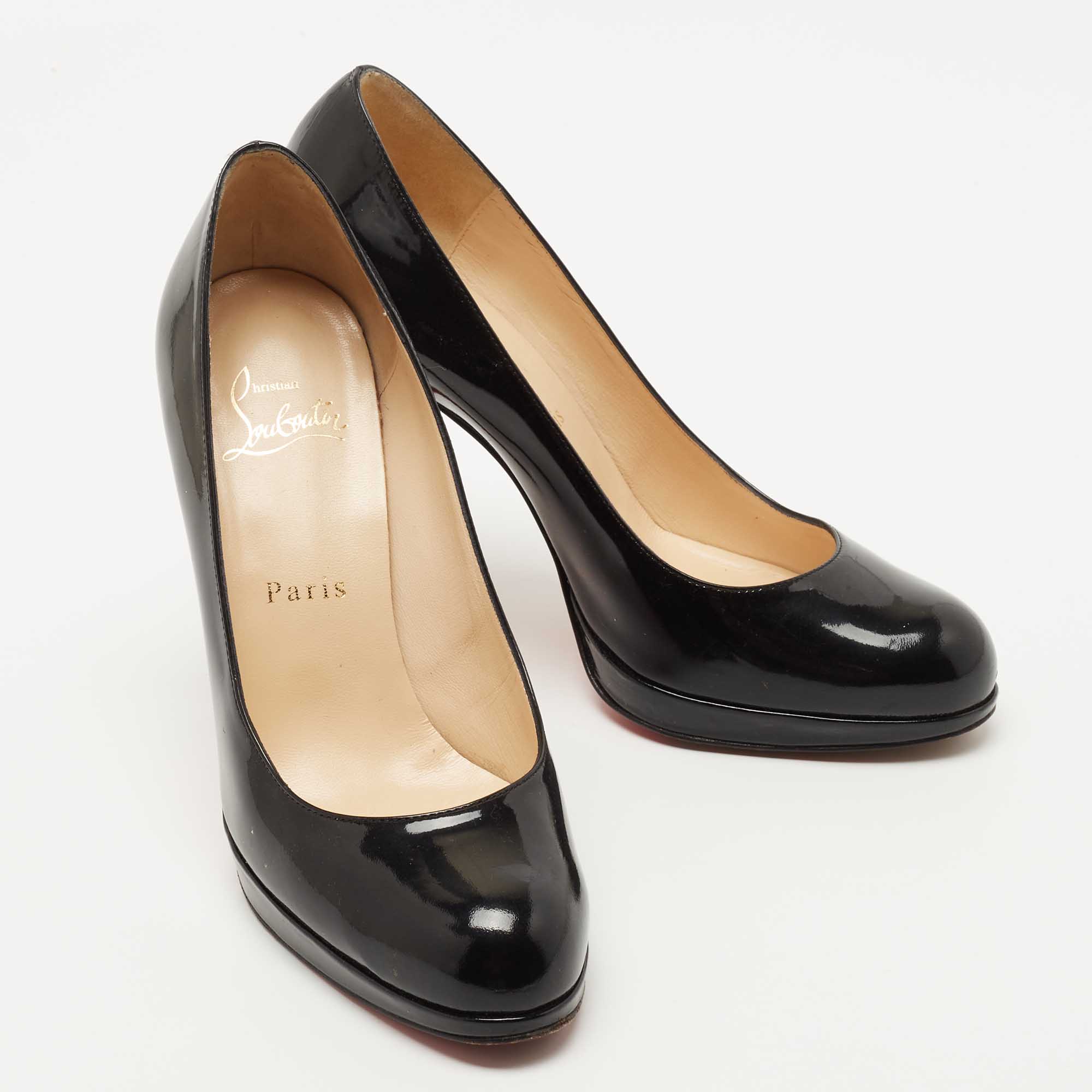 Christian Louboutin Black Patent Leather New Simple Pumps Size 37