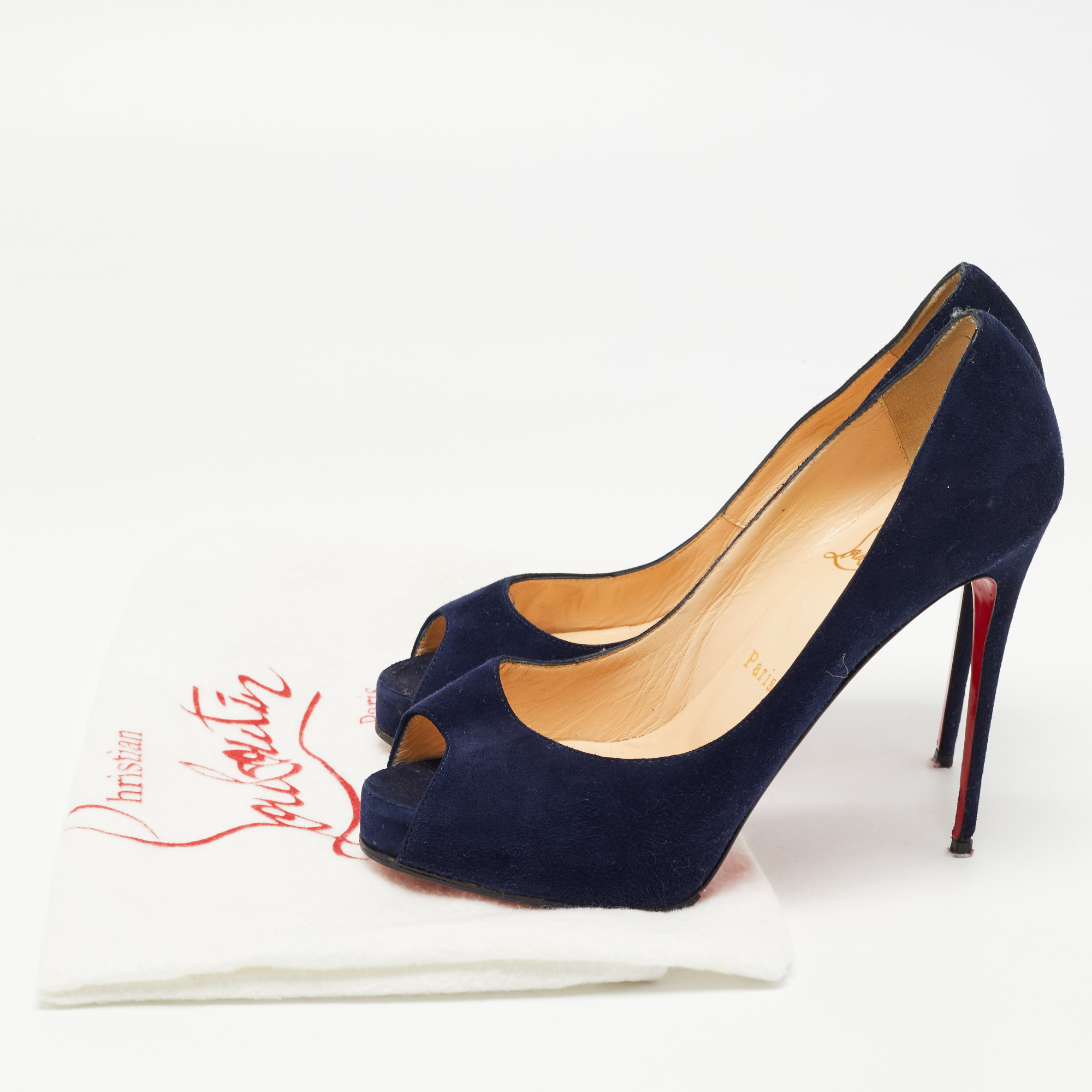Christian Louboutin Navy Blue Suede Very Prive Pumps Size 37.5
