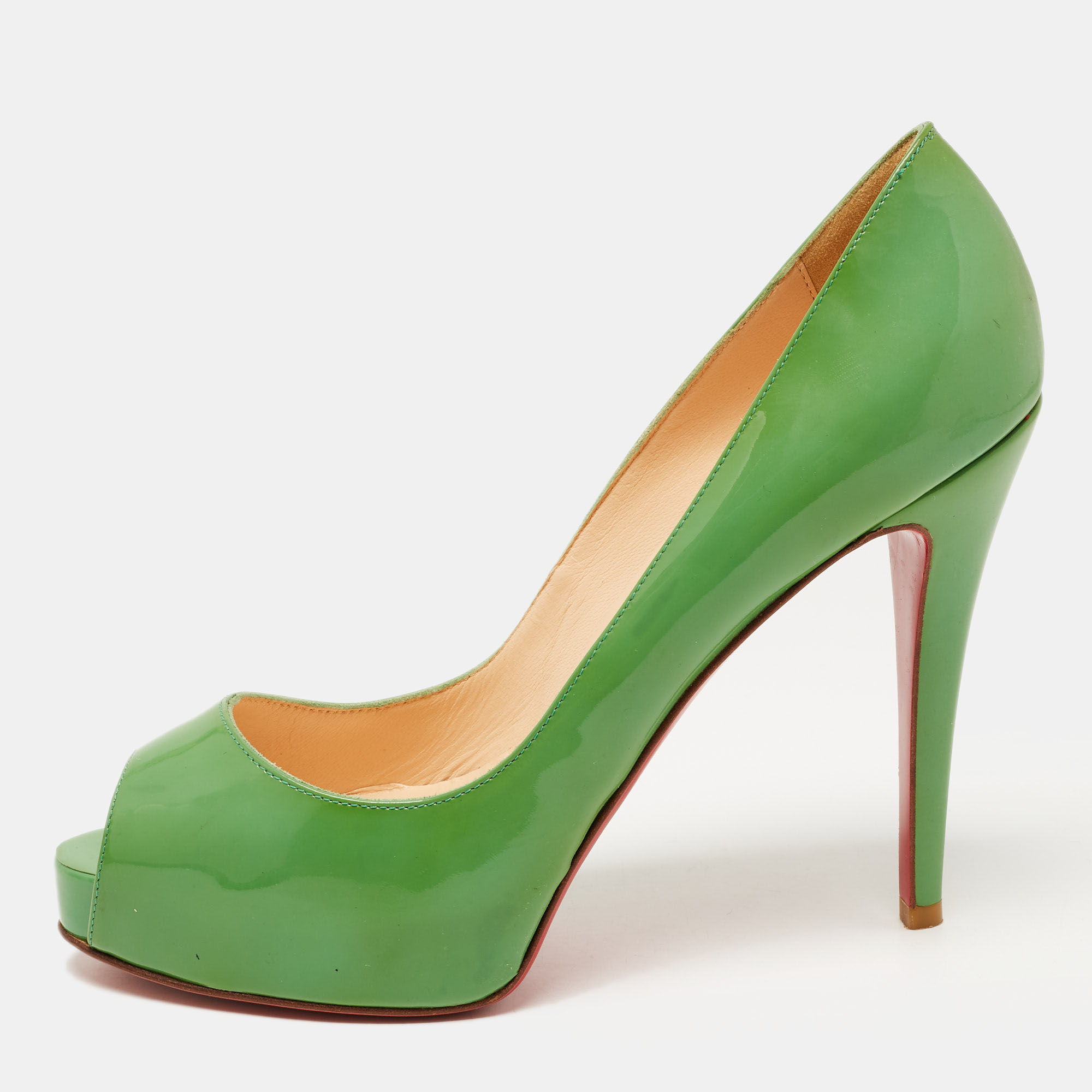 Christian louboutin green patent leather very prive pumps size 38.5