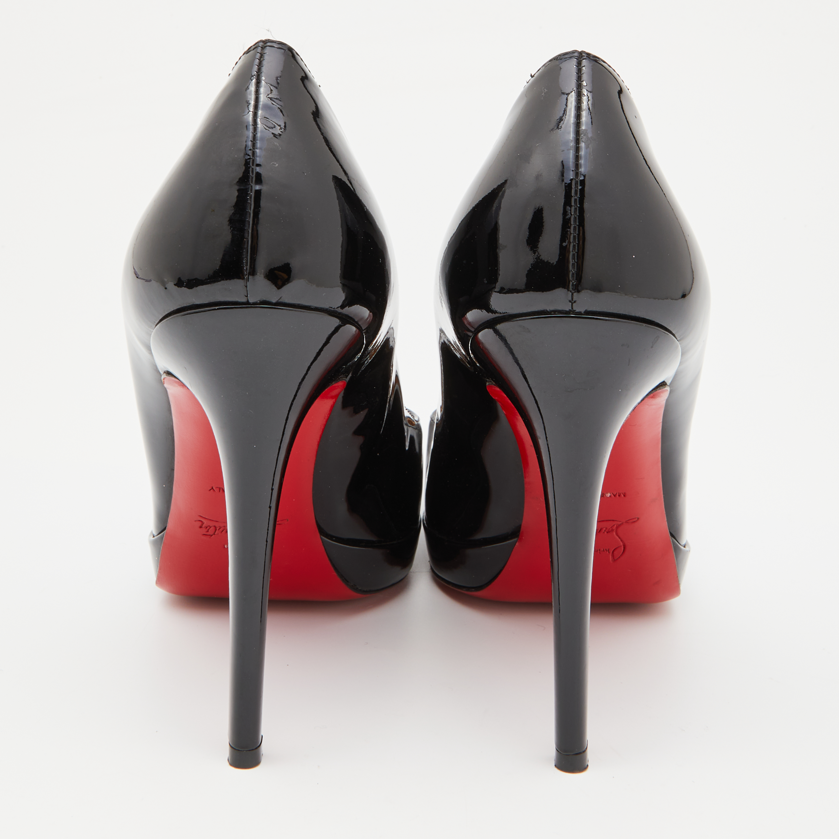 Christian Louboutin Black Patent Leather New Simple  Pumps Size 38