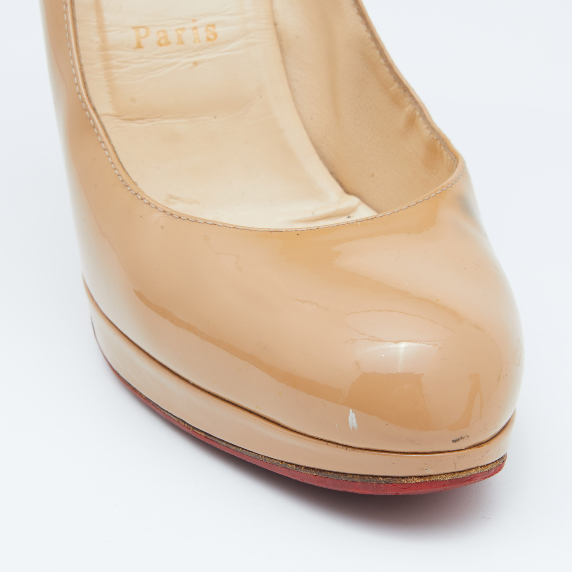 Christian Louboutin Beige Patent Leather New Simple Pumps Size 38.5
