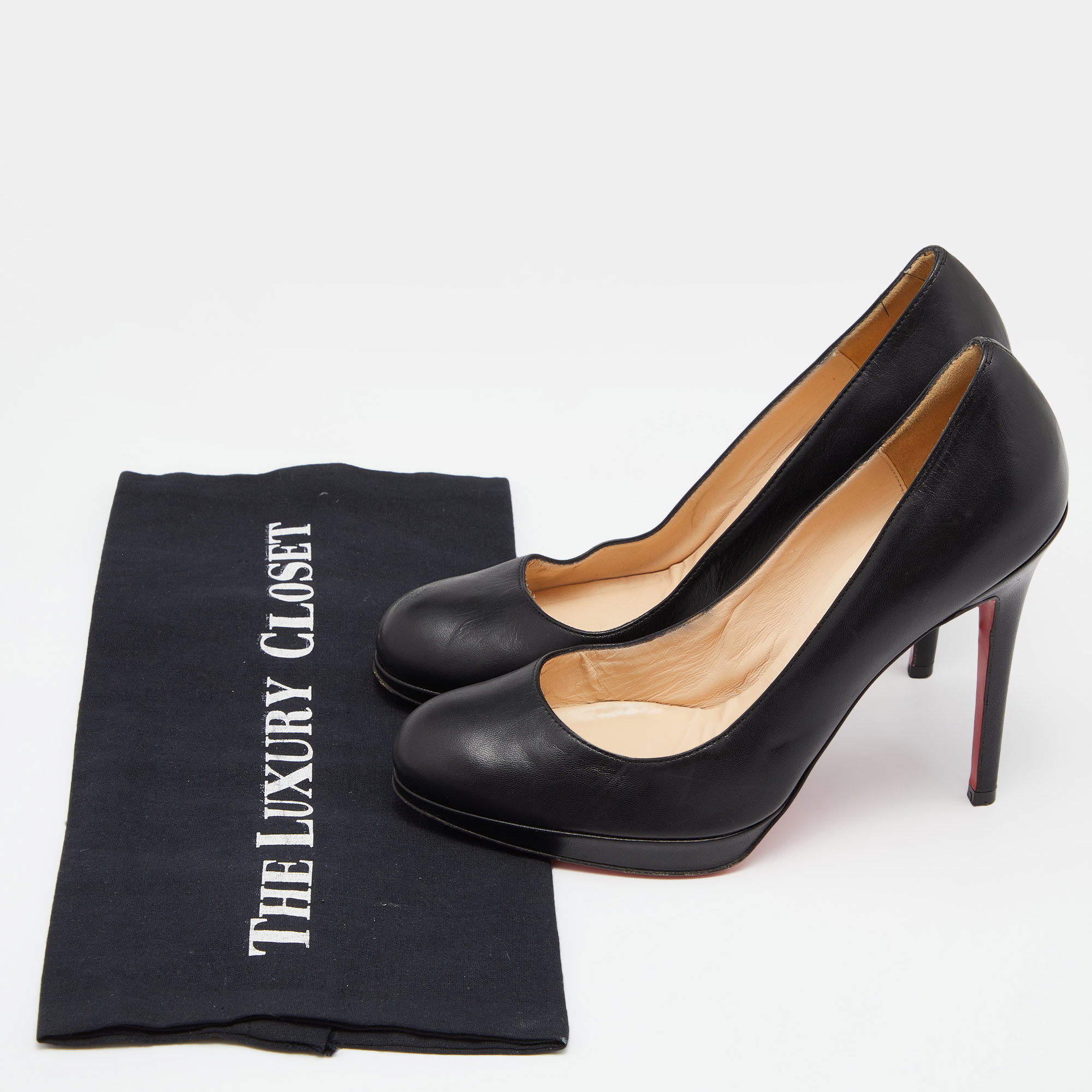 Christian Louboutin Black Leather New Simple Pumps Size 37.5