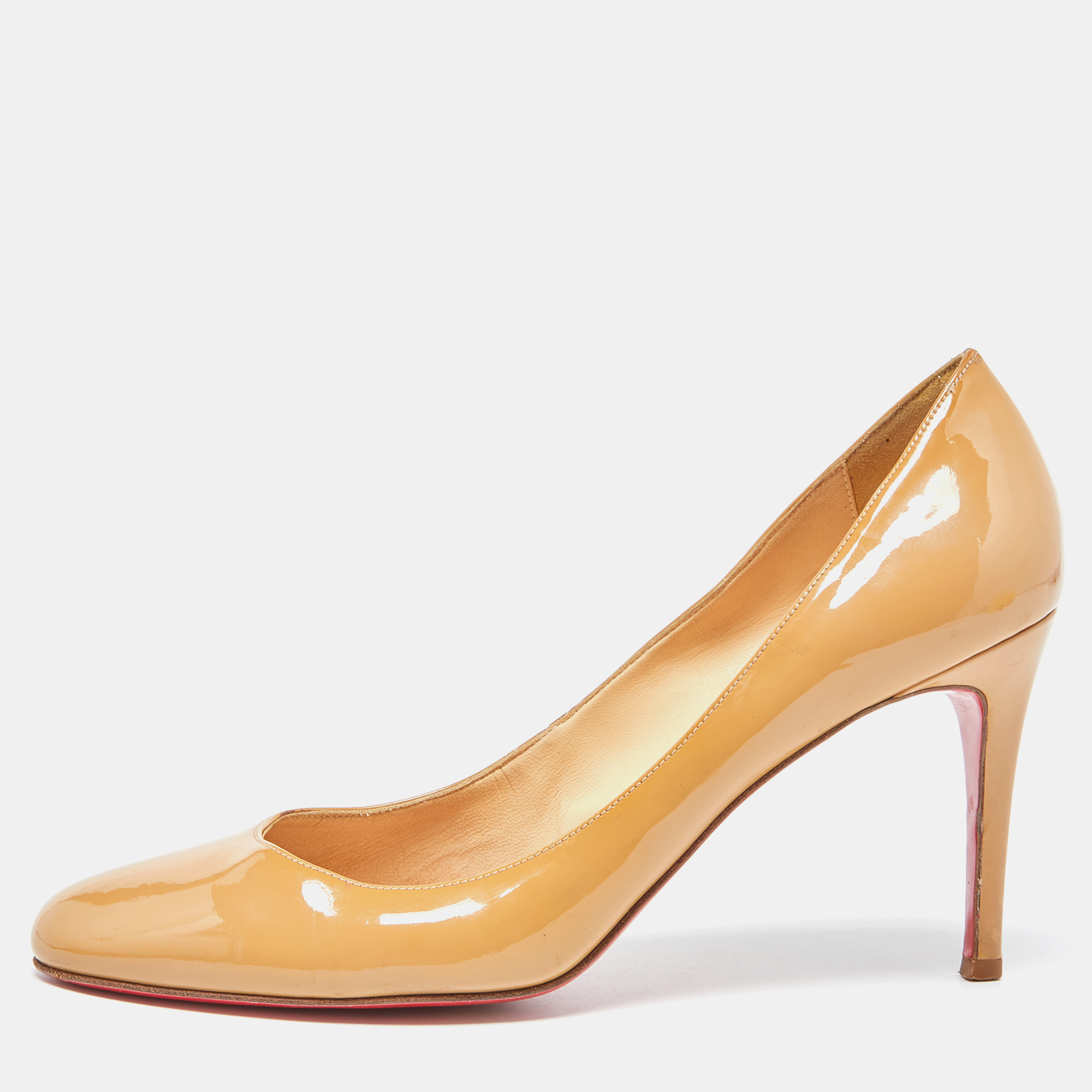 Christian Louboutin Beige Patent Leather Simple Pumps Size 39.5