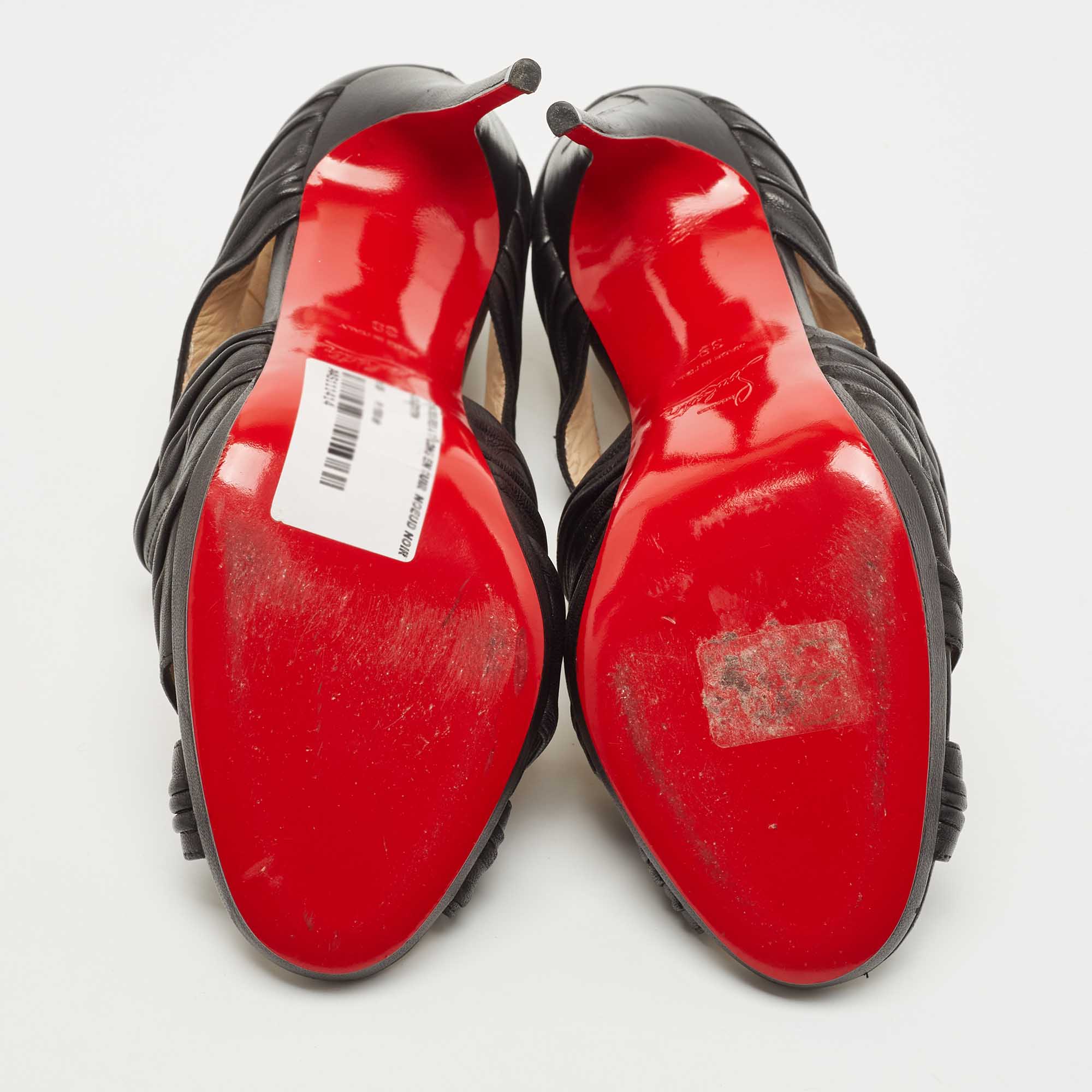 Christian Louboutin Black Leather Kashou Sandals Size 39