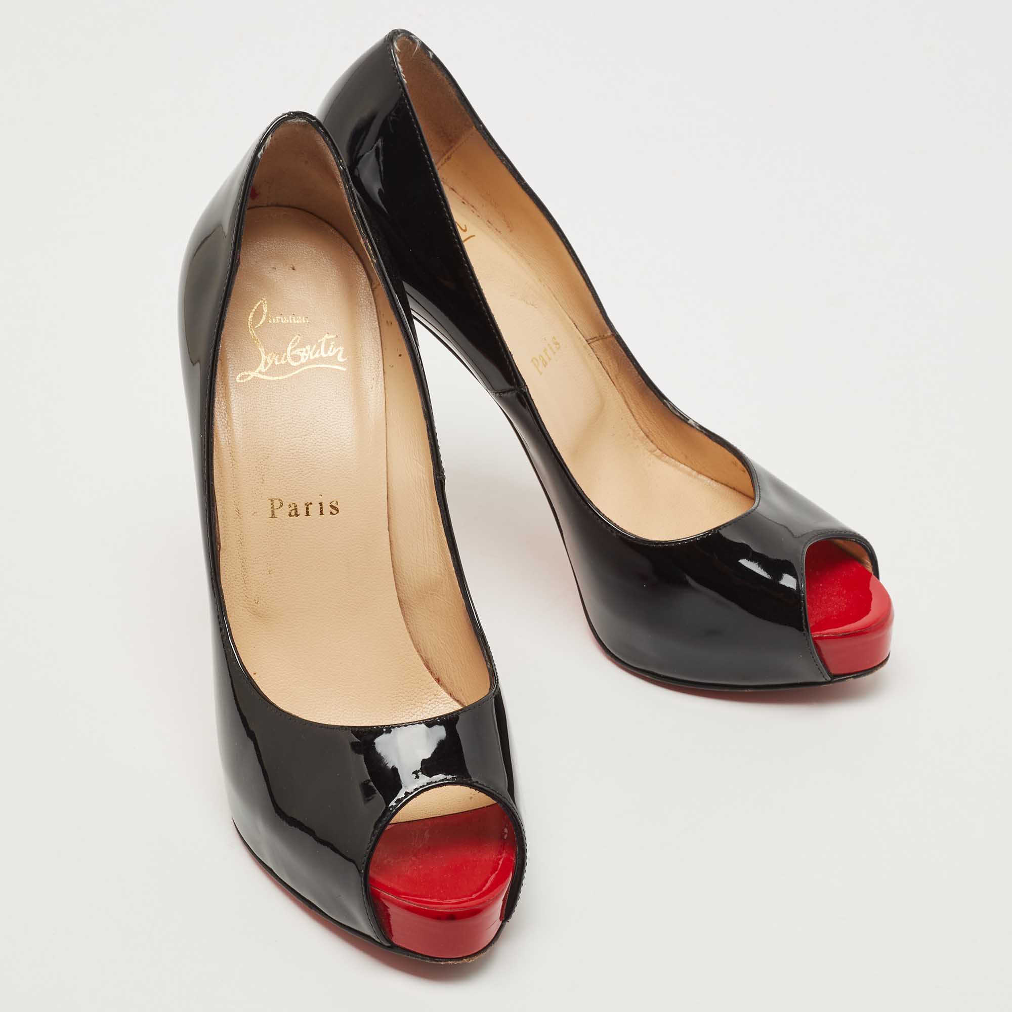 Christian Louboutin Black Patent Leather New Very Prive Pumps Size 37.5