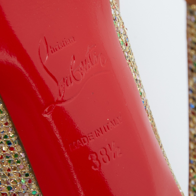Christian Louboutin Multicolor Coarse Glitter Bibi Platform Pumps Size 38.5