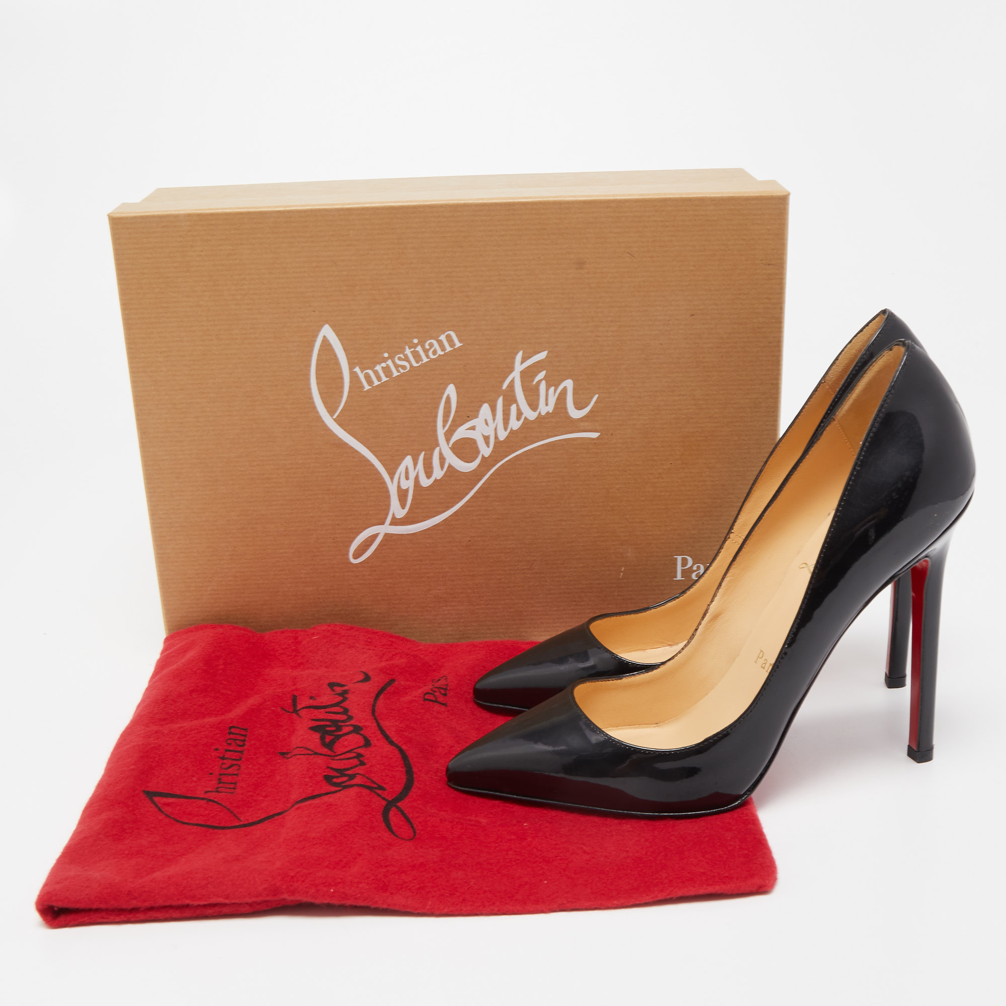 Christian Louboutin Black Patent Leather Pigalle Pumps Size 35.5