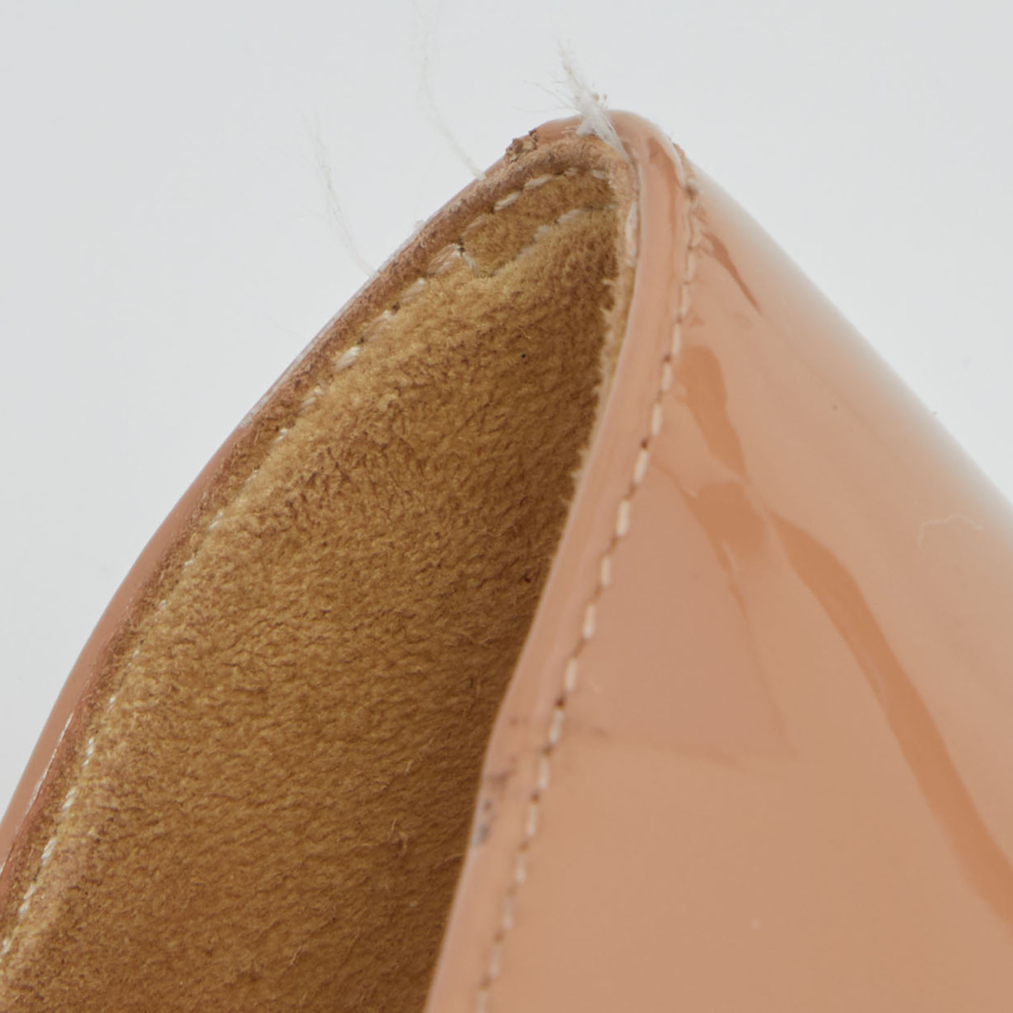 Christian Louboutin Beige Patent Leather Lady Peep Pumps Size 38.5