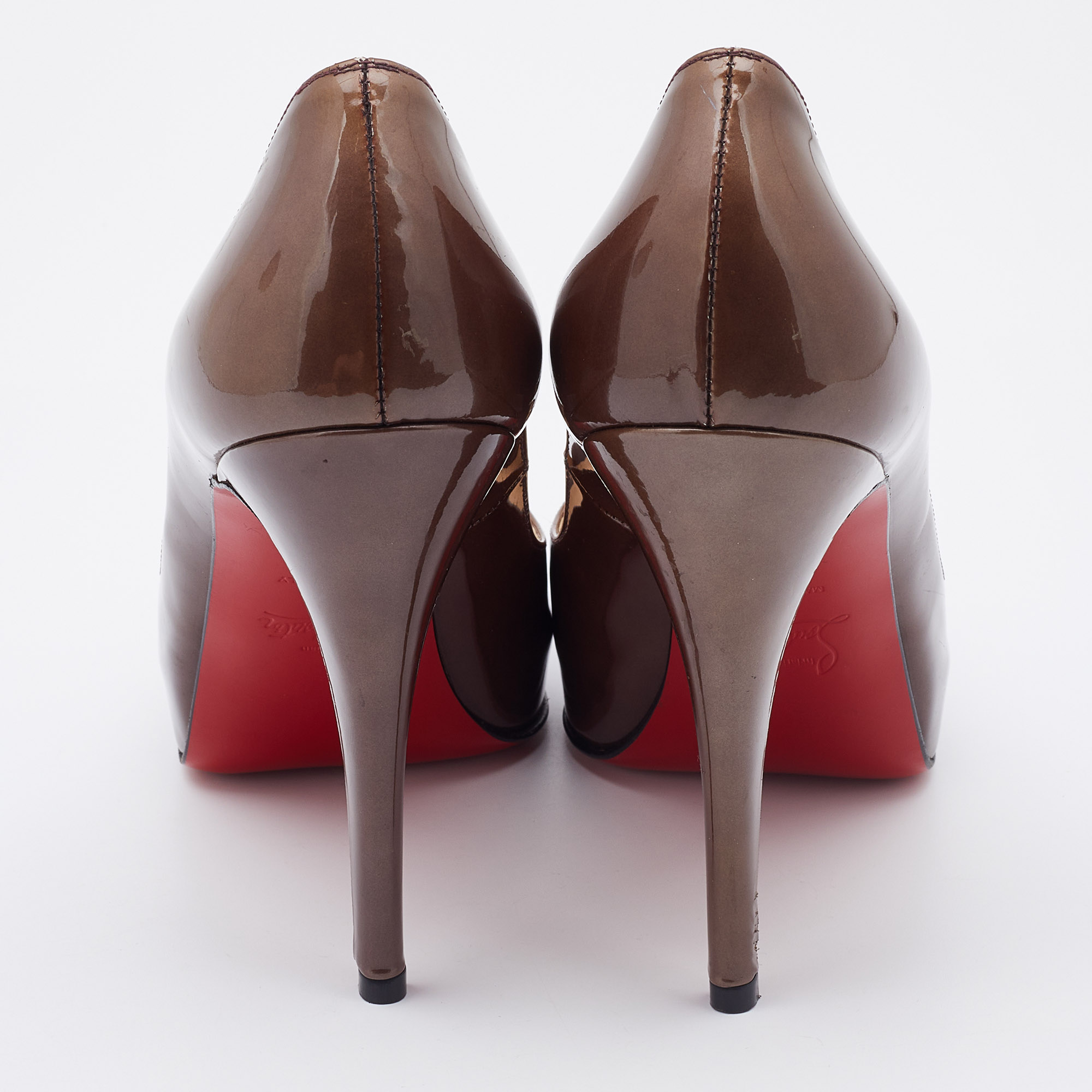 Christian Louboutin Brown Patent Leather New Very Prive Pumps Size 38.5