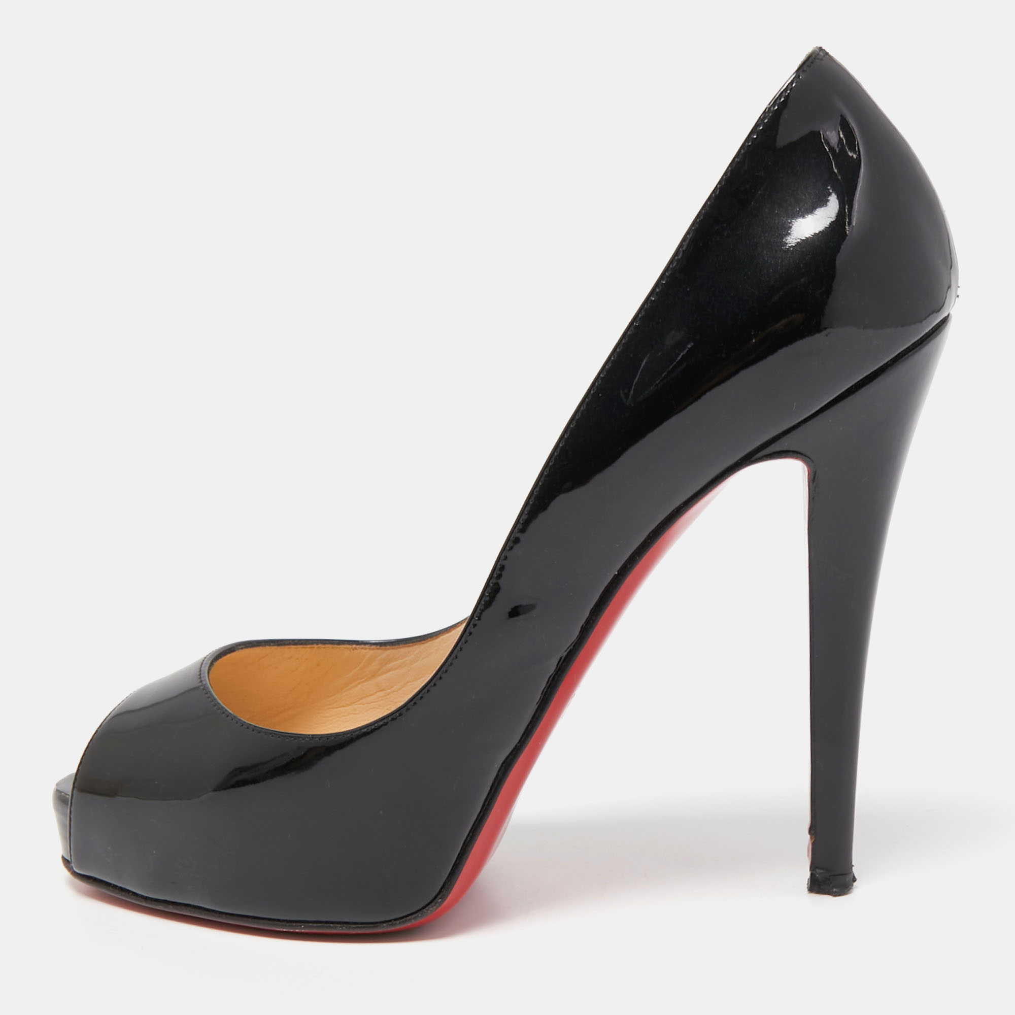 Christian Louboutin Black Patent Leather Very Prive Pumps Size 37