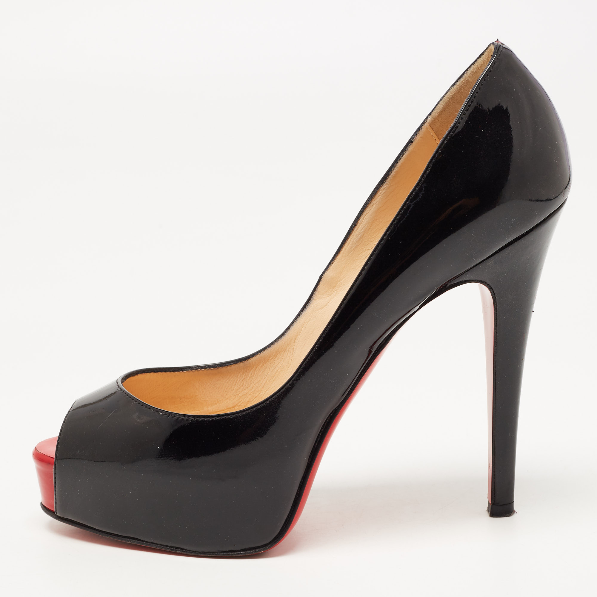 Christian Louboutin  Black Patent Leather Very Prive Pumps Size 37