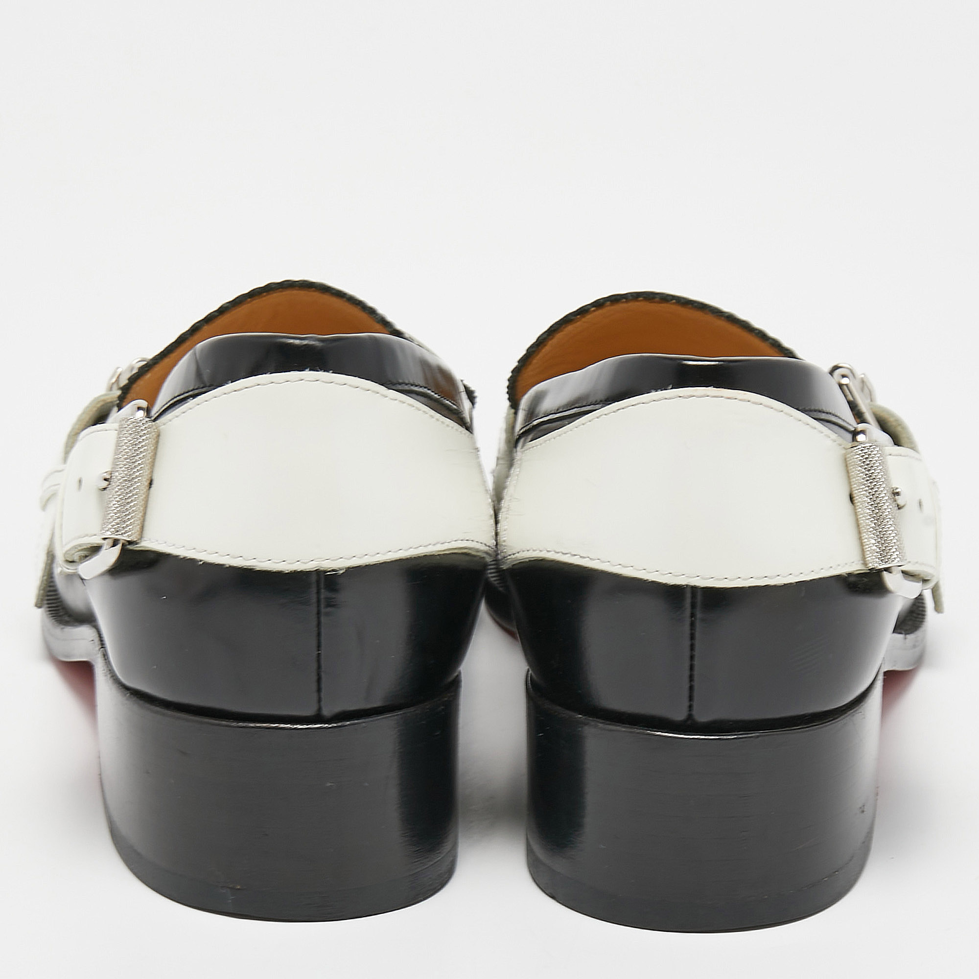 Christian Louboutin Black/White Leather Monmoc Loafers Size 39.5