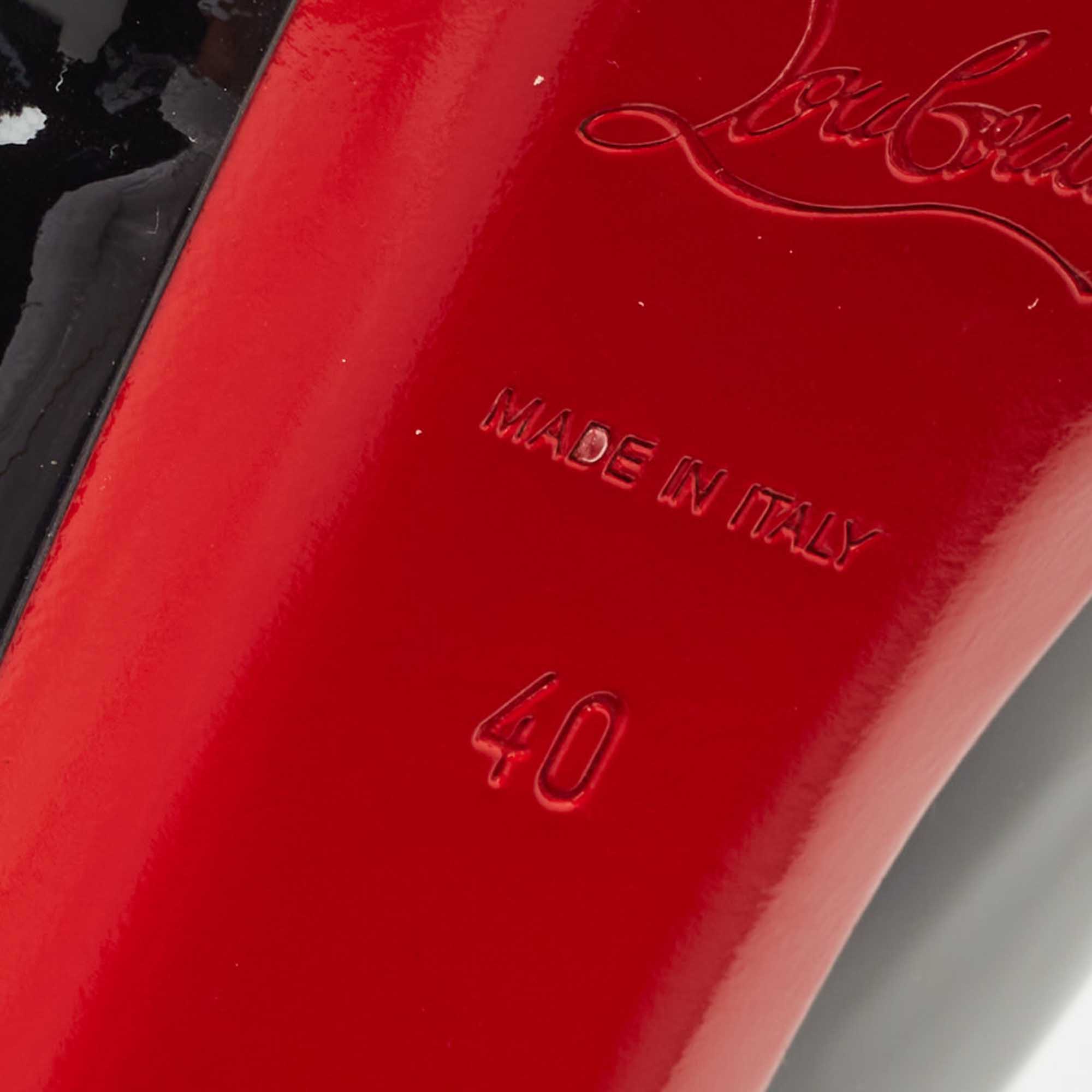 Christian Louboutin Black Patent Leather Palais Royal Slingback Pumps Size 40