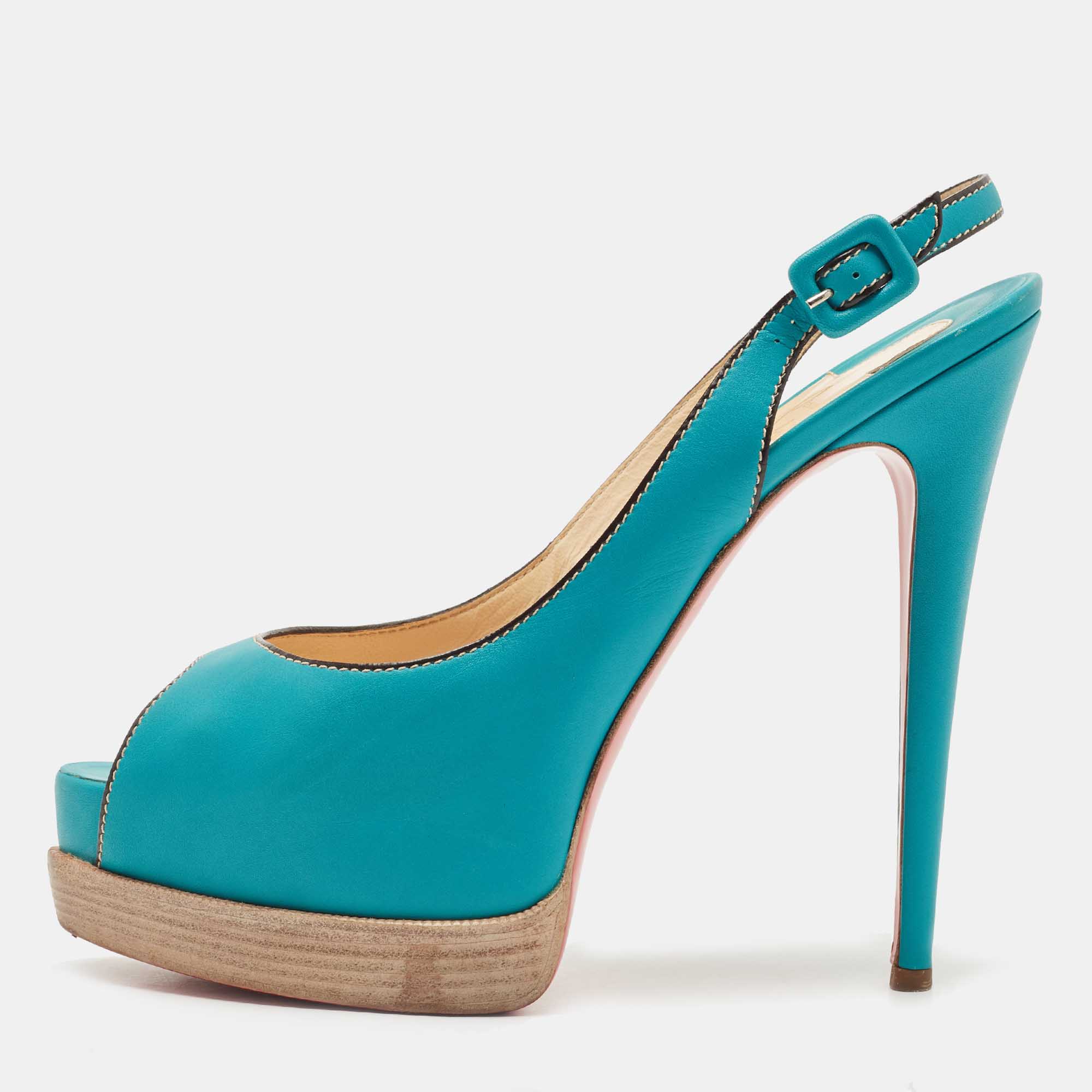 Christian Louboutin Blue Leather Palais Royal Trepointe Pumps Size 40