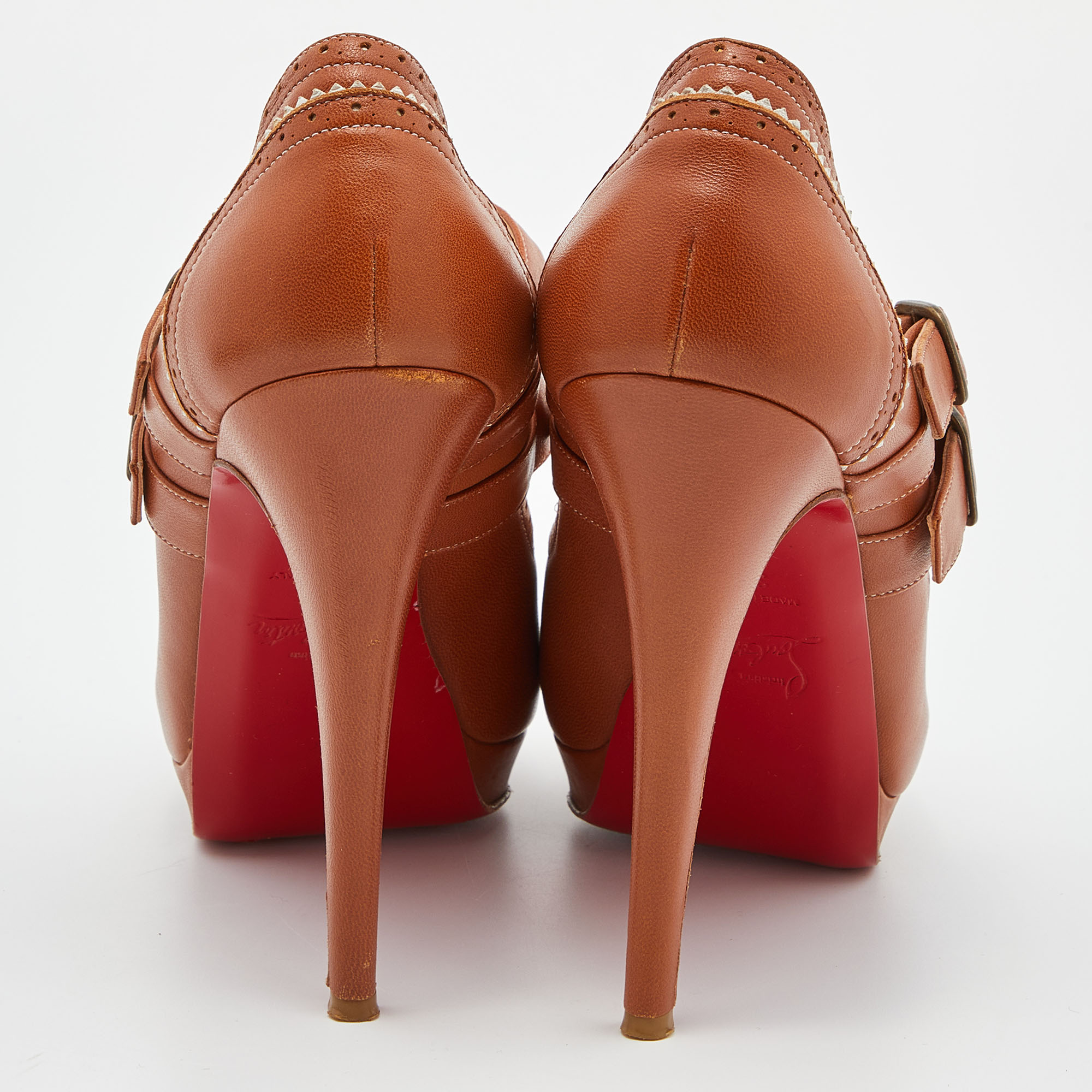 Christian Louboutin Tan Leather Luly Mary Jane Pumps Size 38