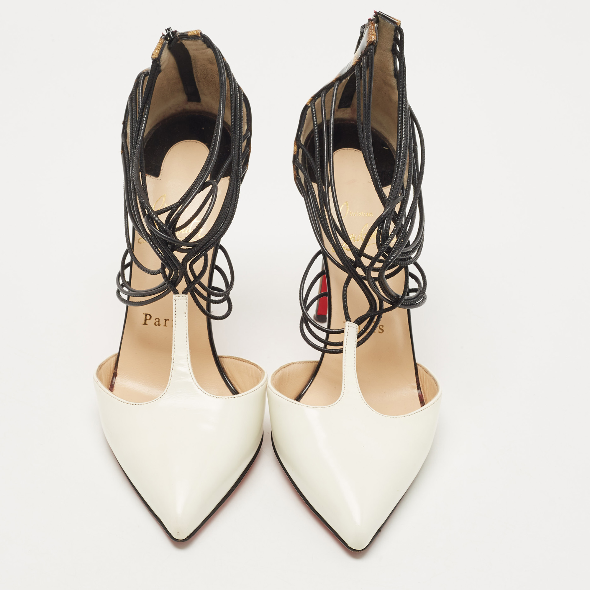 Christian Louboutin Brown/White Patent Leather Confusa Pumps Size 36.5