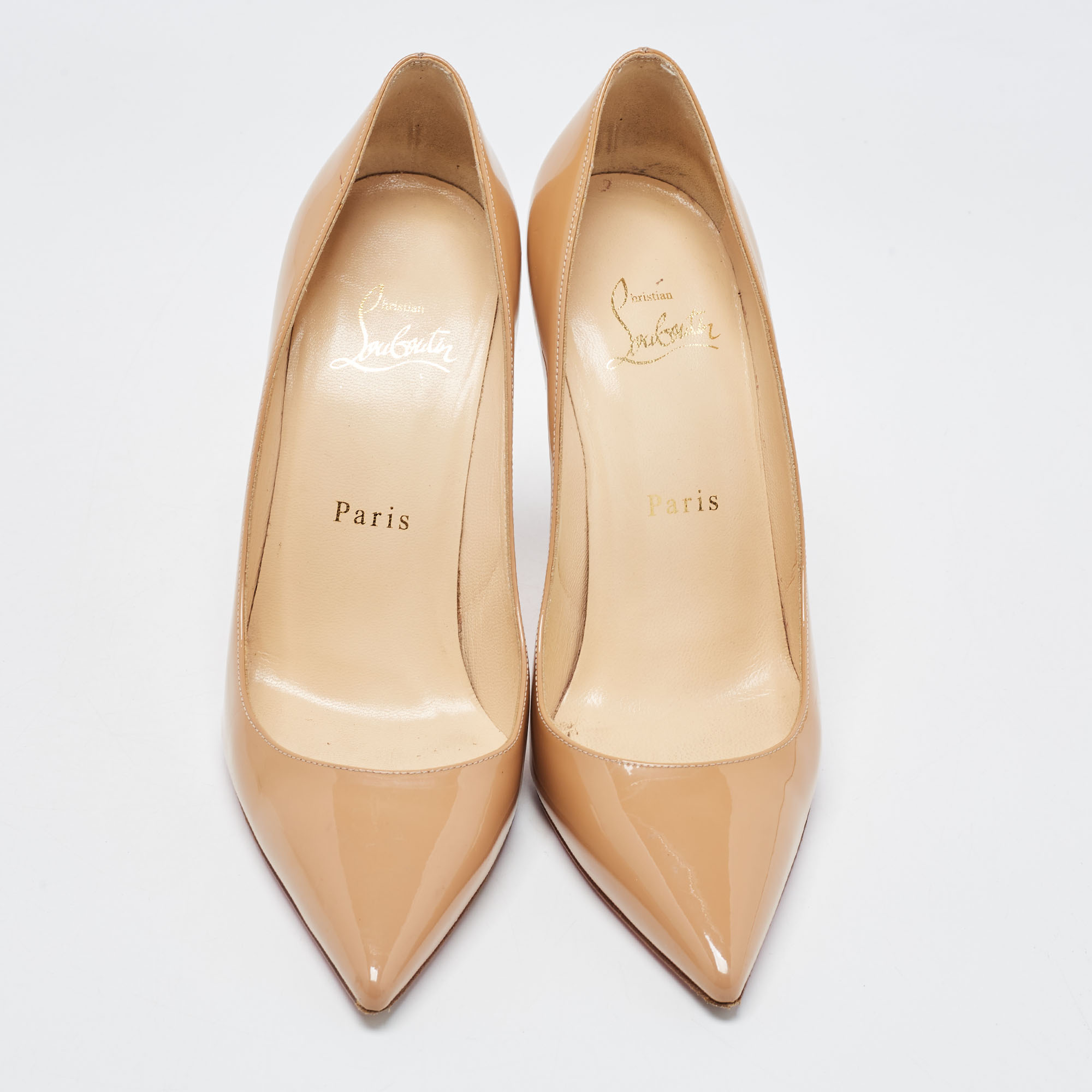 Christian Louboutin Beige Patent Leather Kate Pumps Size 37