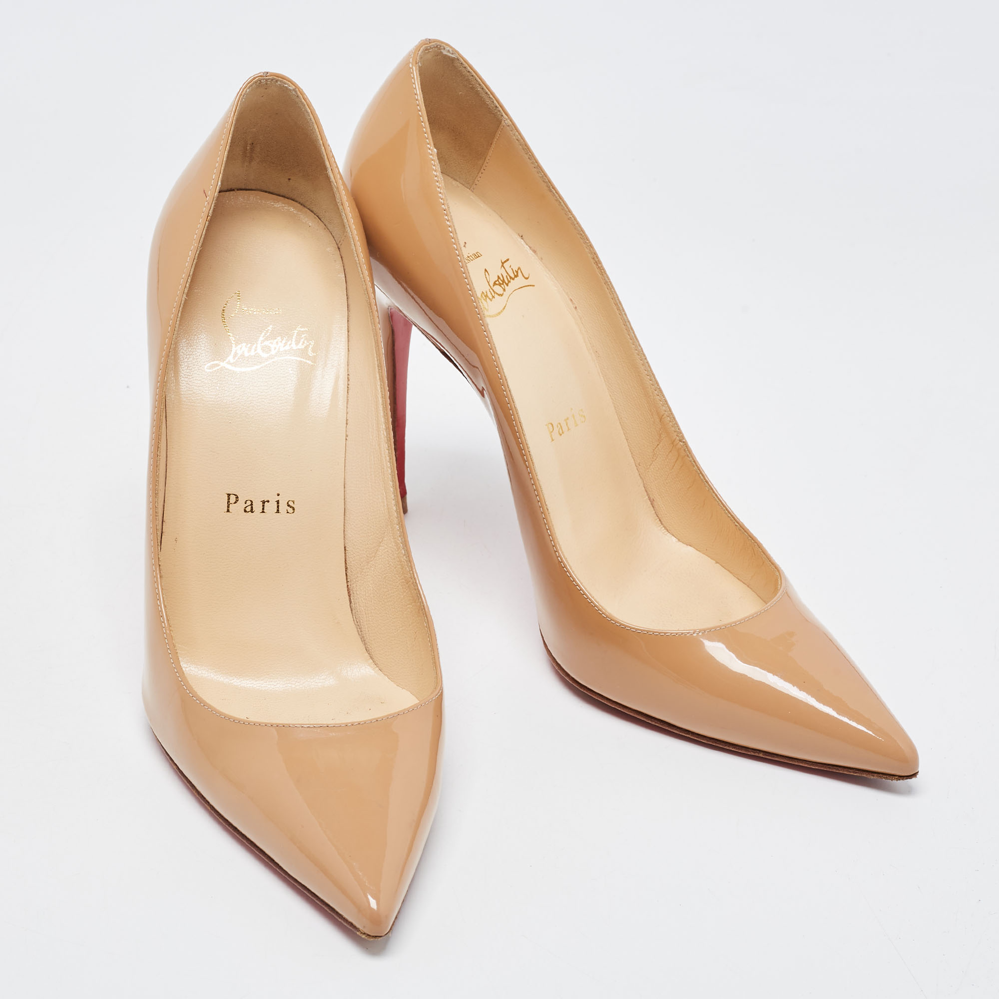 Christian Louboutin Beige Patent Leather Kate Pumps Size 37